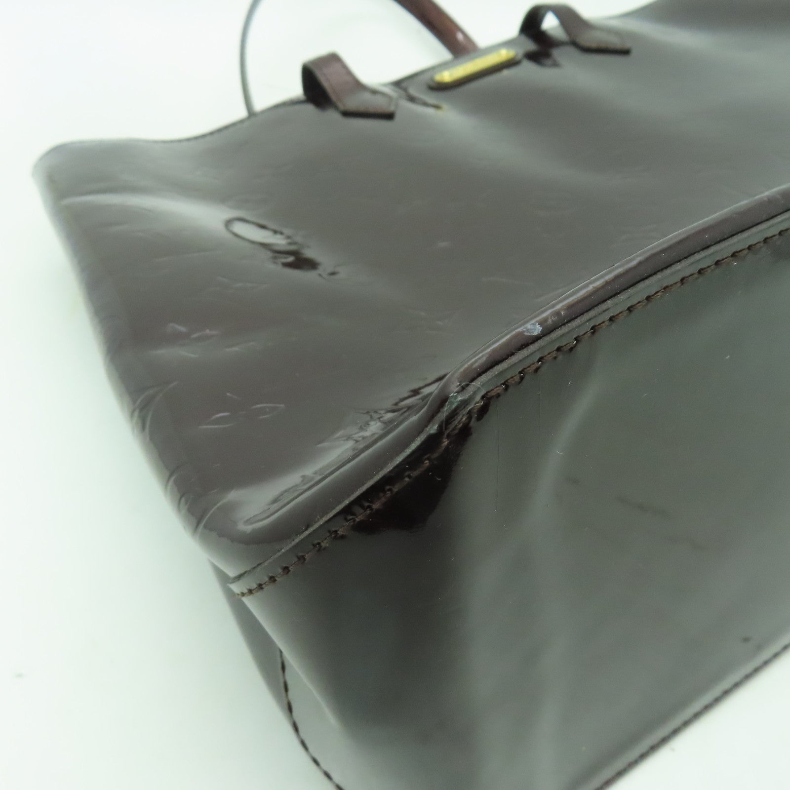 LOUIS VUITTON 【激減優惠】Monogram Vernis Wilshire GM金扣手挽袋紅色