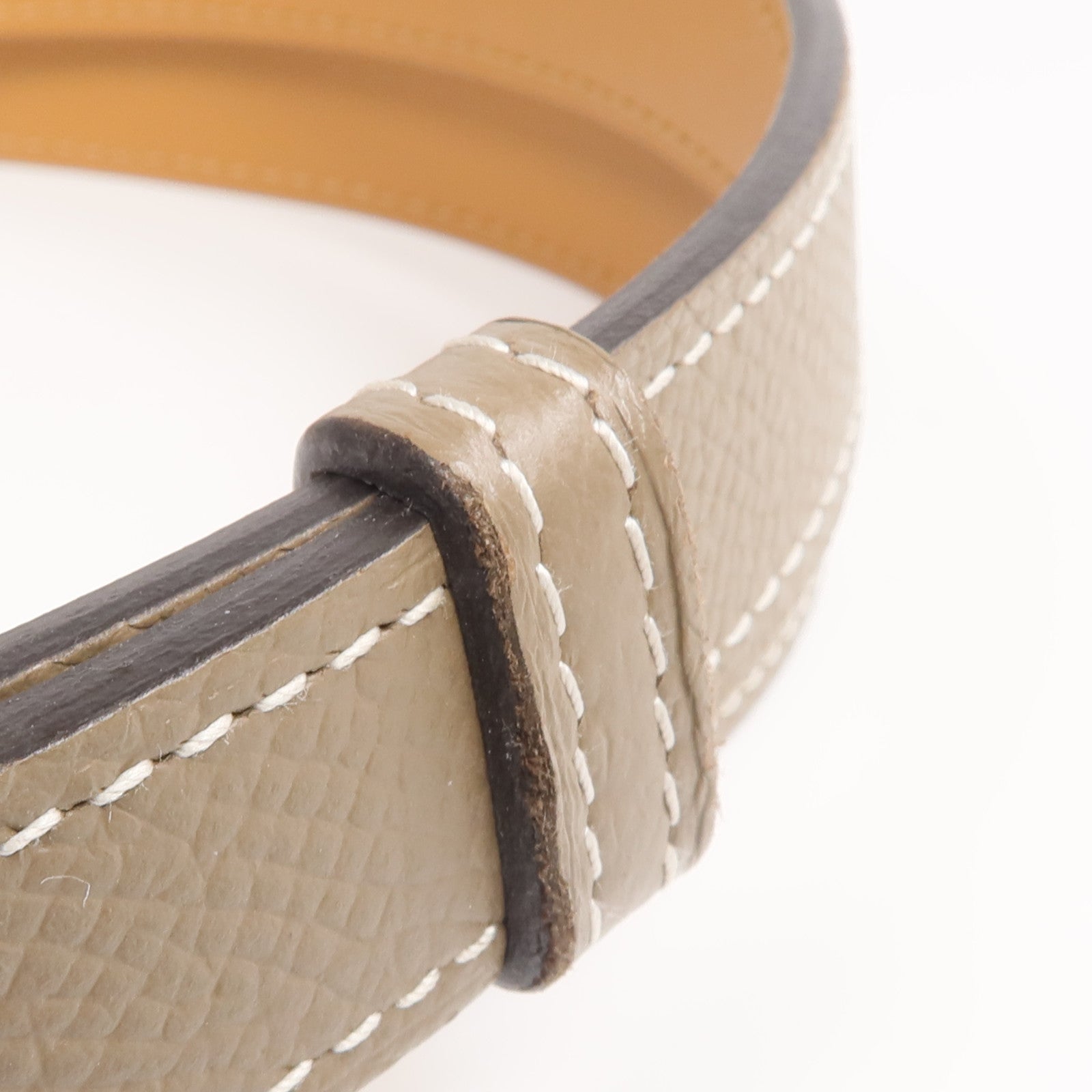HERMES Epsom皮革Kelly Belt金扣皮帶Etoupe/Gold