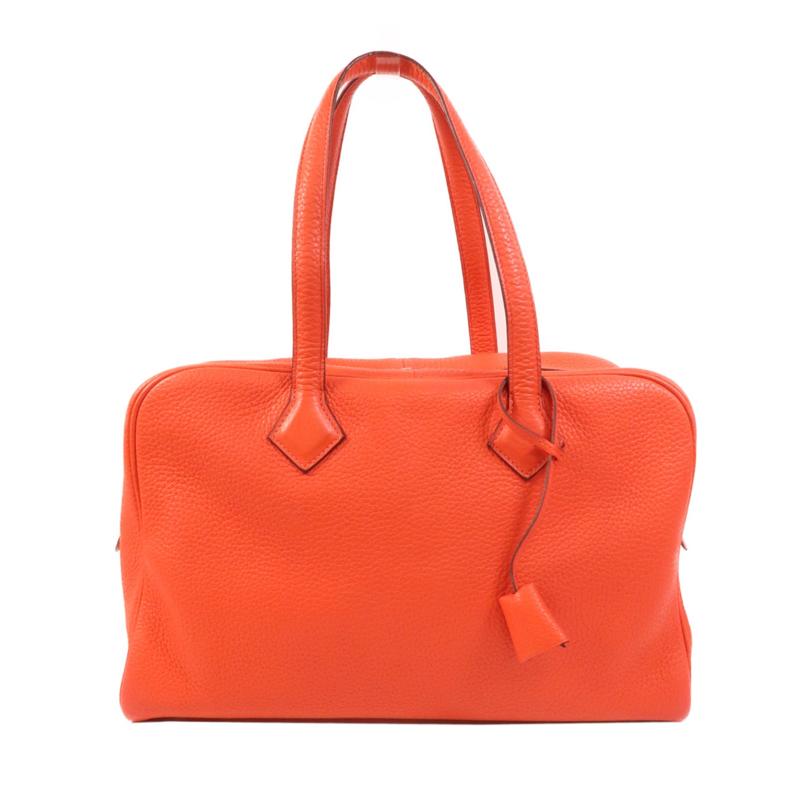 HERMES Clemence皮革Victoria 35手挽袋Rouge Pivoine