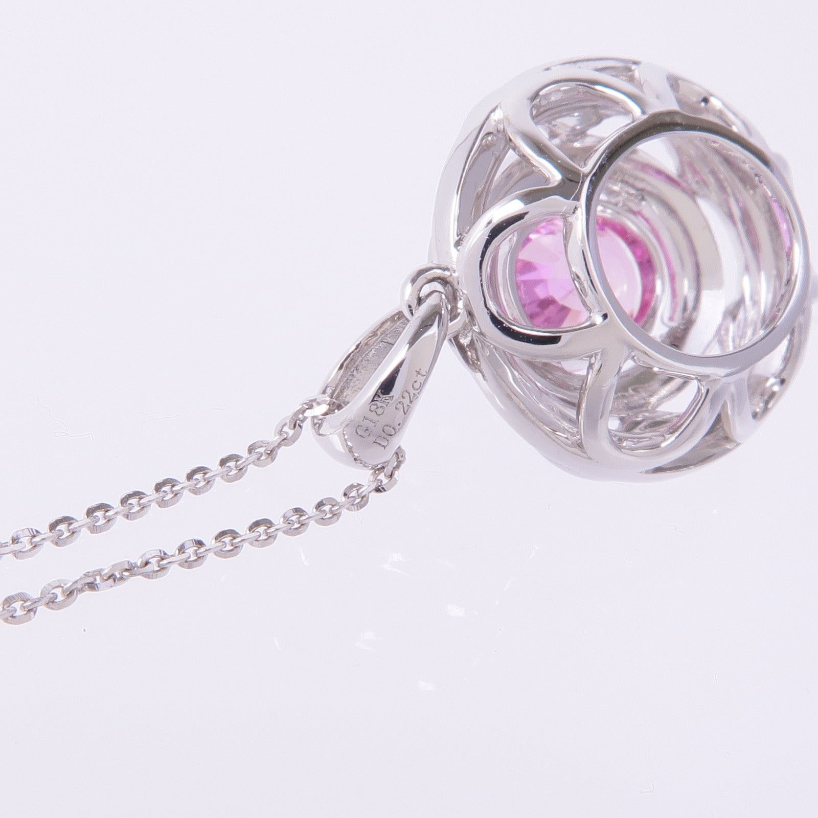 JEWELRY 18K白金Pink Sapphire Diamond Necklace粉紅藍寶石/鑽石項鍊