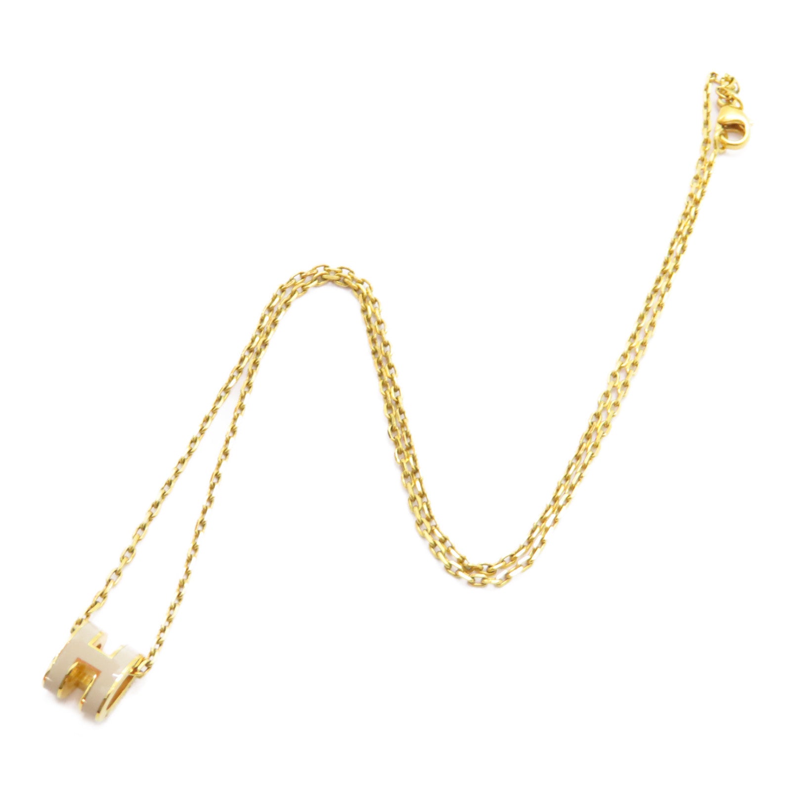 HERMES 金屬Pop H Necklace項鍊米色/金色