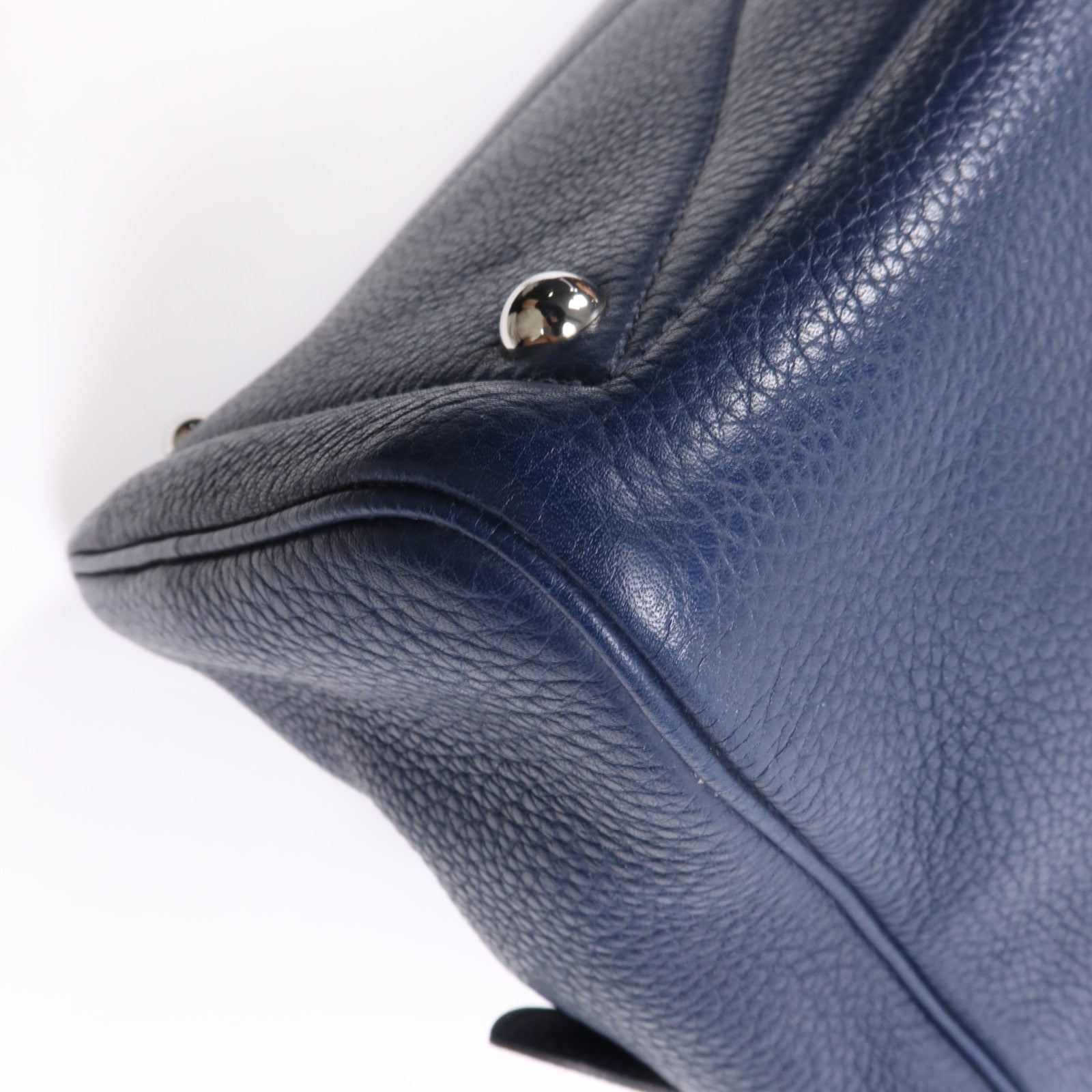 HERMES Clemence皮革Victolia 35銀扣手挽袋Bleu Saphir