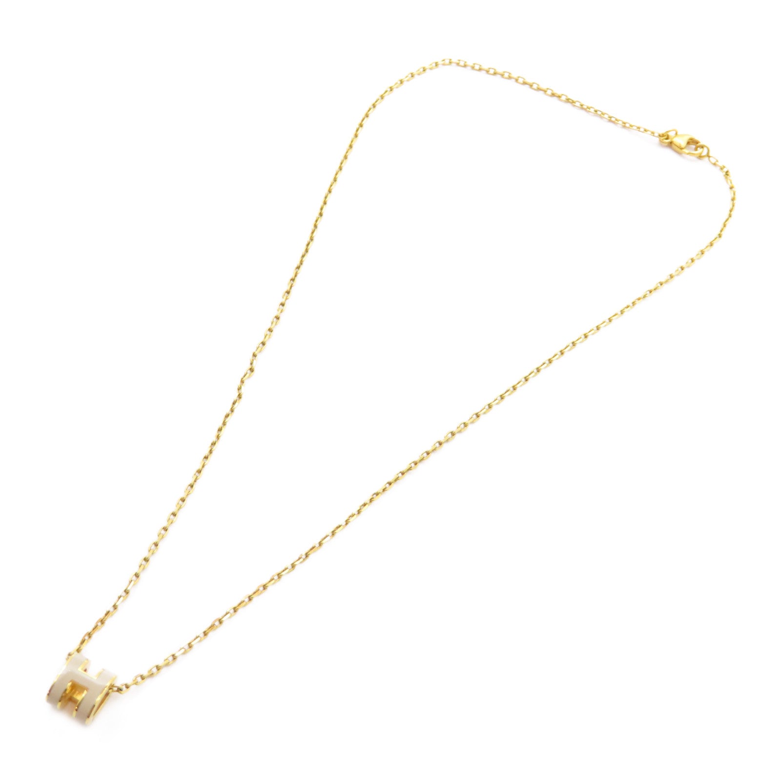 HERMES 金屬Pop H Necklace項鍊米色/金色