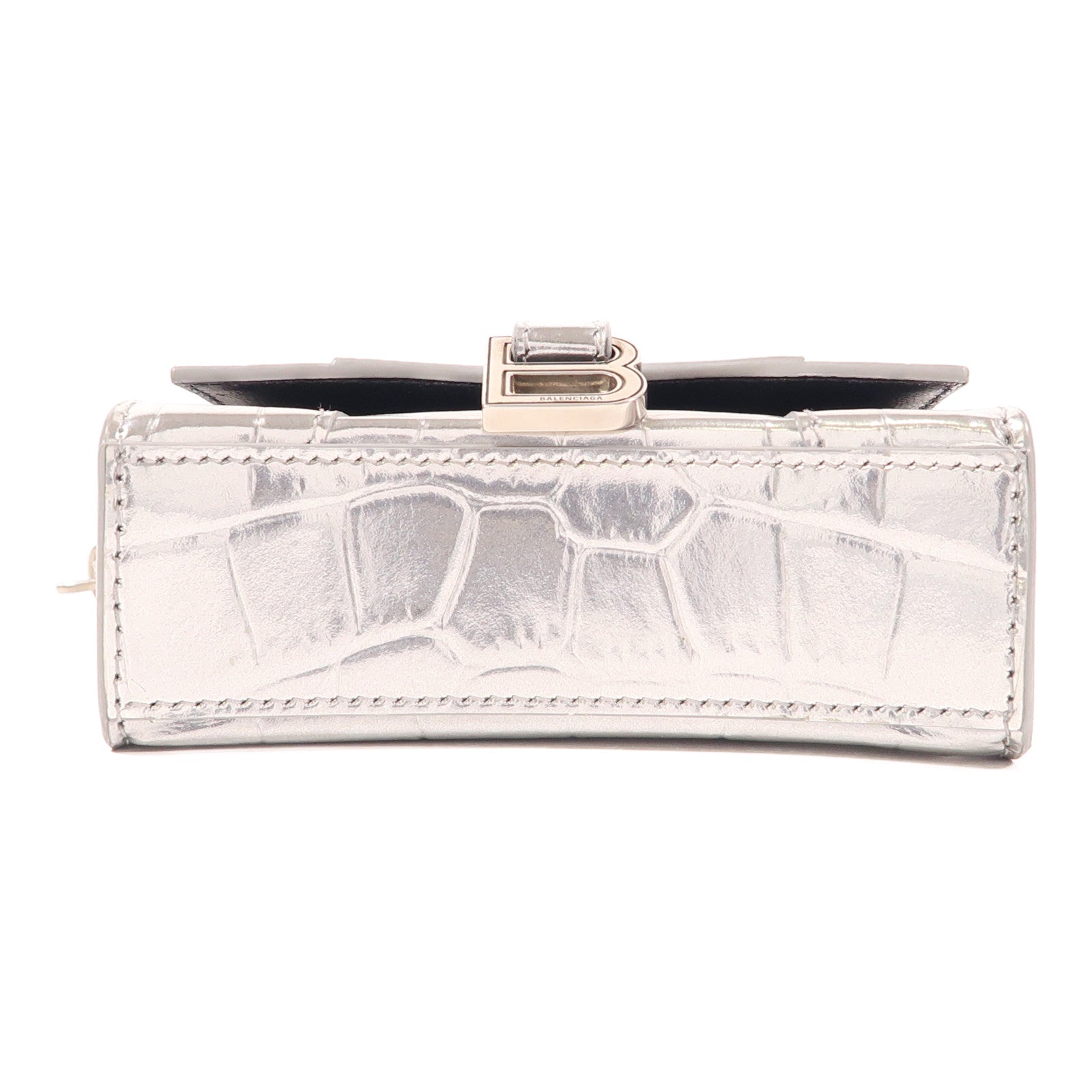 BALENCIAGA 牛皮皮革Mini Hourglass銀扣手挽肩背兩用袋