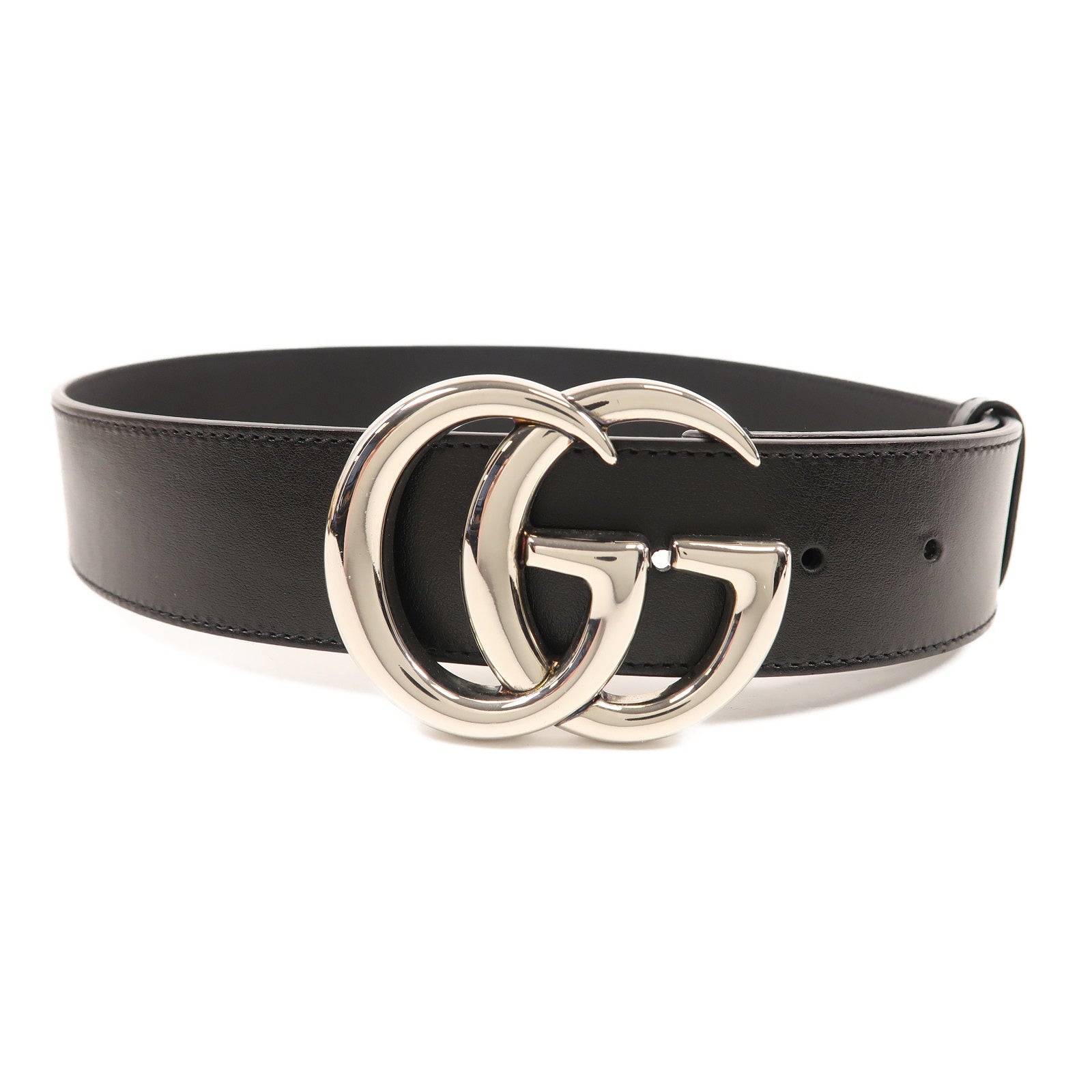 GUCCI 牛皮皮革Belt 75cm銀扣皮帶