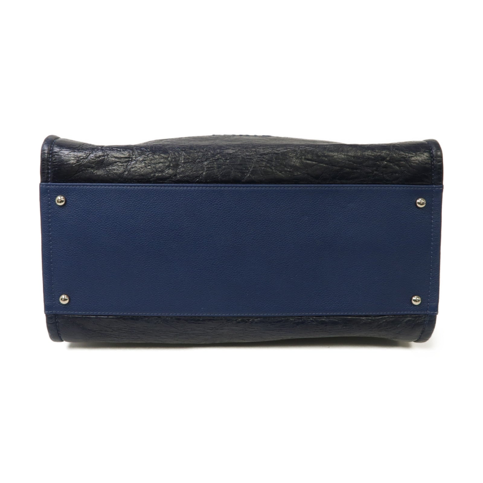 CHANEL 【激減優惠】牛皮皮革2 Way Shoulder銀扣手挽肩背兩用袋藍色