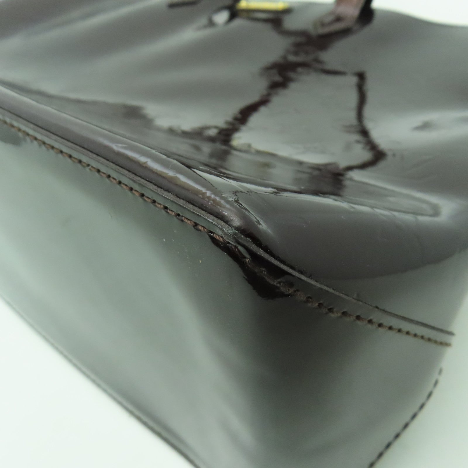 LOUIS VUITTON 【激減優惠】Monogram Vernis Wilshire GM金扣手挽袋紅色