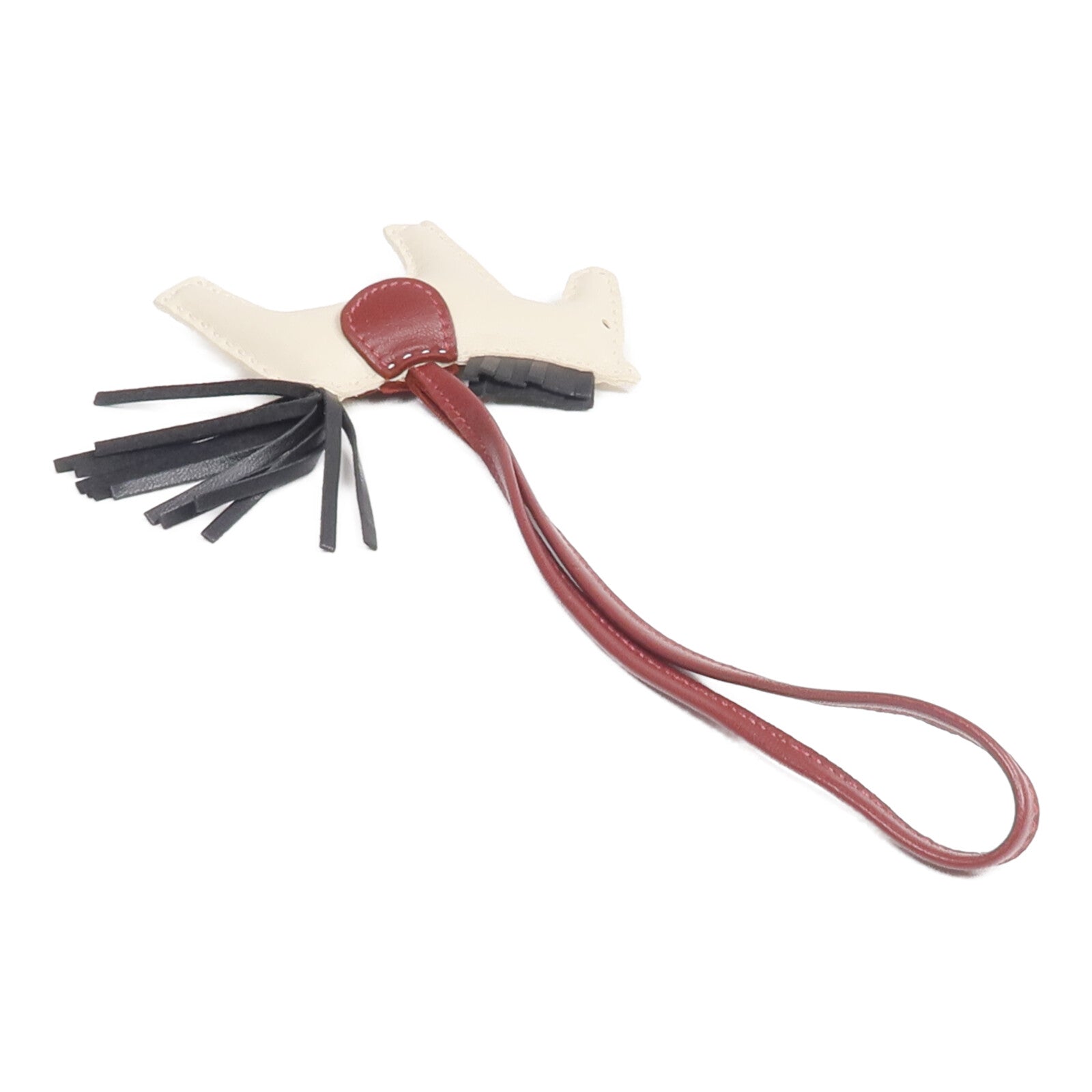 HERMES Milo皮革Rodeo PM掛飾Craie/Noir/Rouge H
