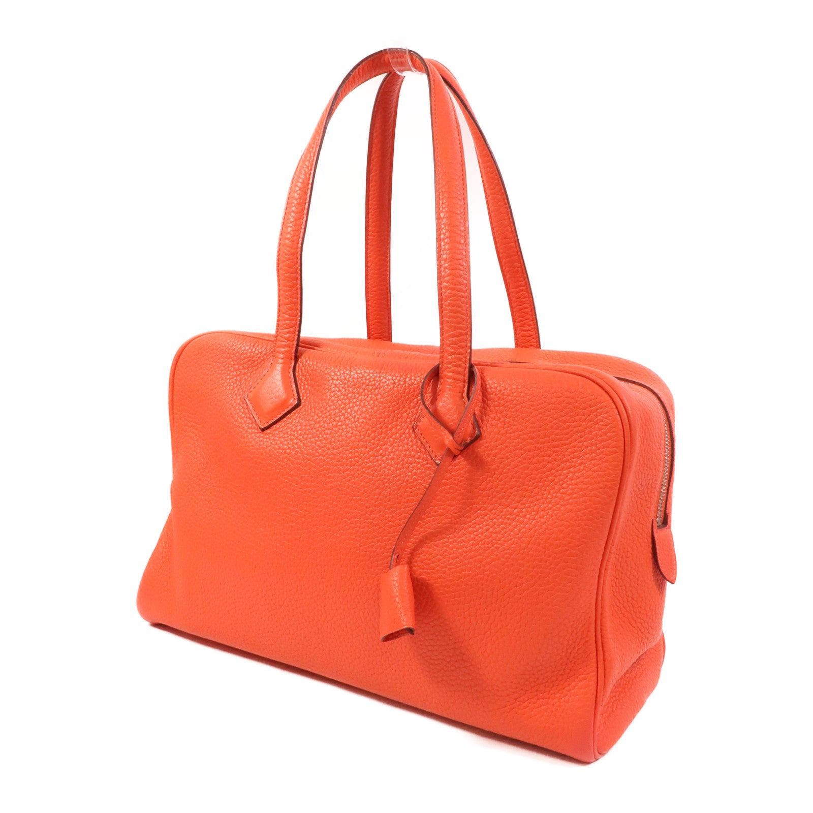 HERMES Clemence皮革Victoria 35手挽袋Rouge Pivoine