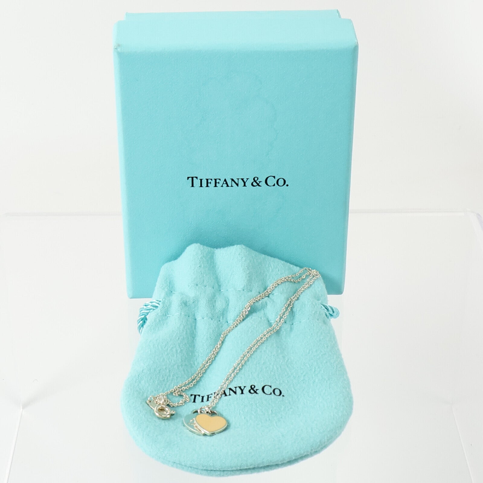 TIFFANY＆CO 925純銀/琺瑯Return To Tiffany Mini Double Heart Necklace項鏈