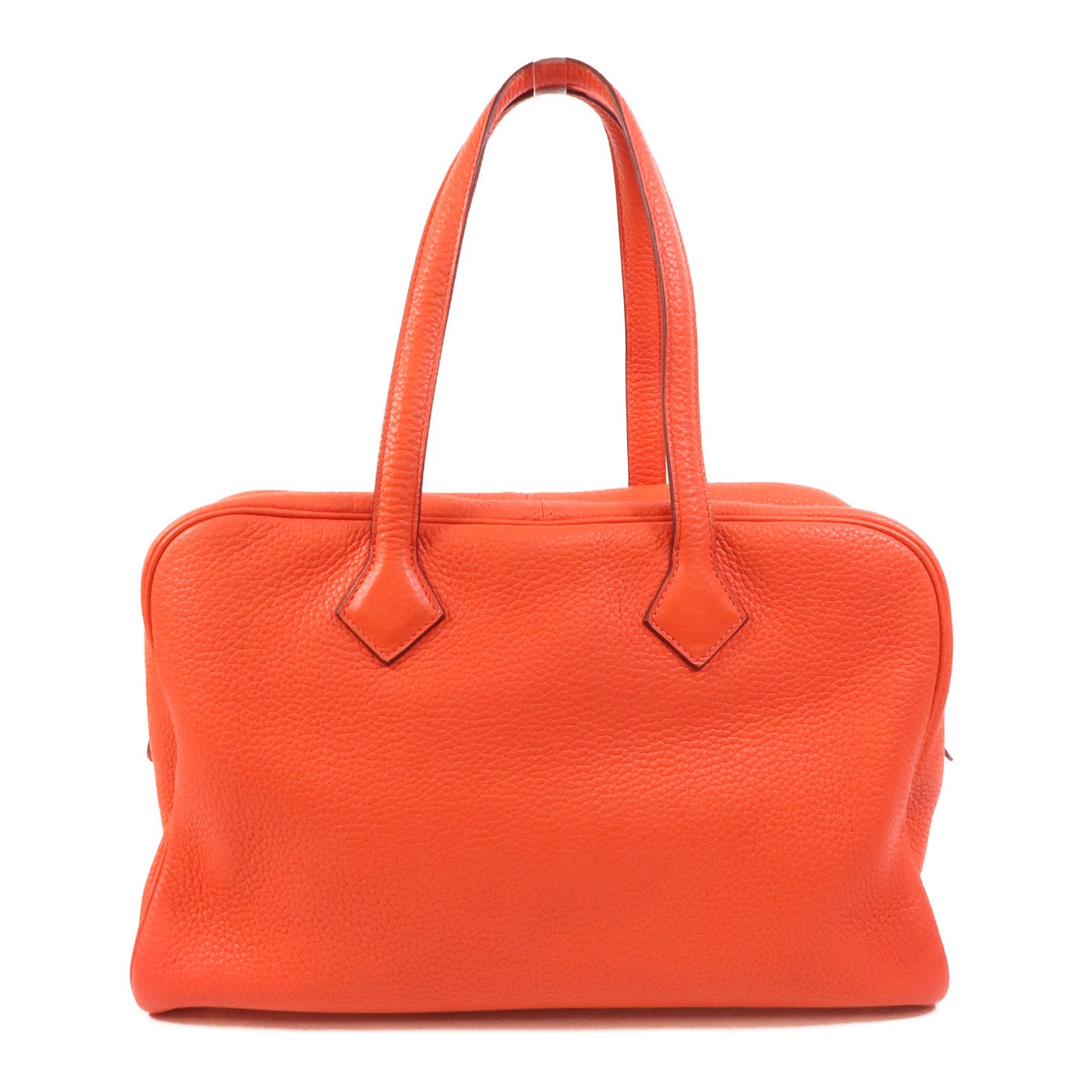 HERMES Clemence皮革Victoria 35手挽袋Rouge Pivoine