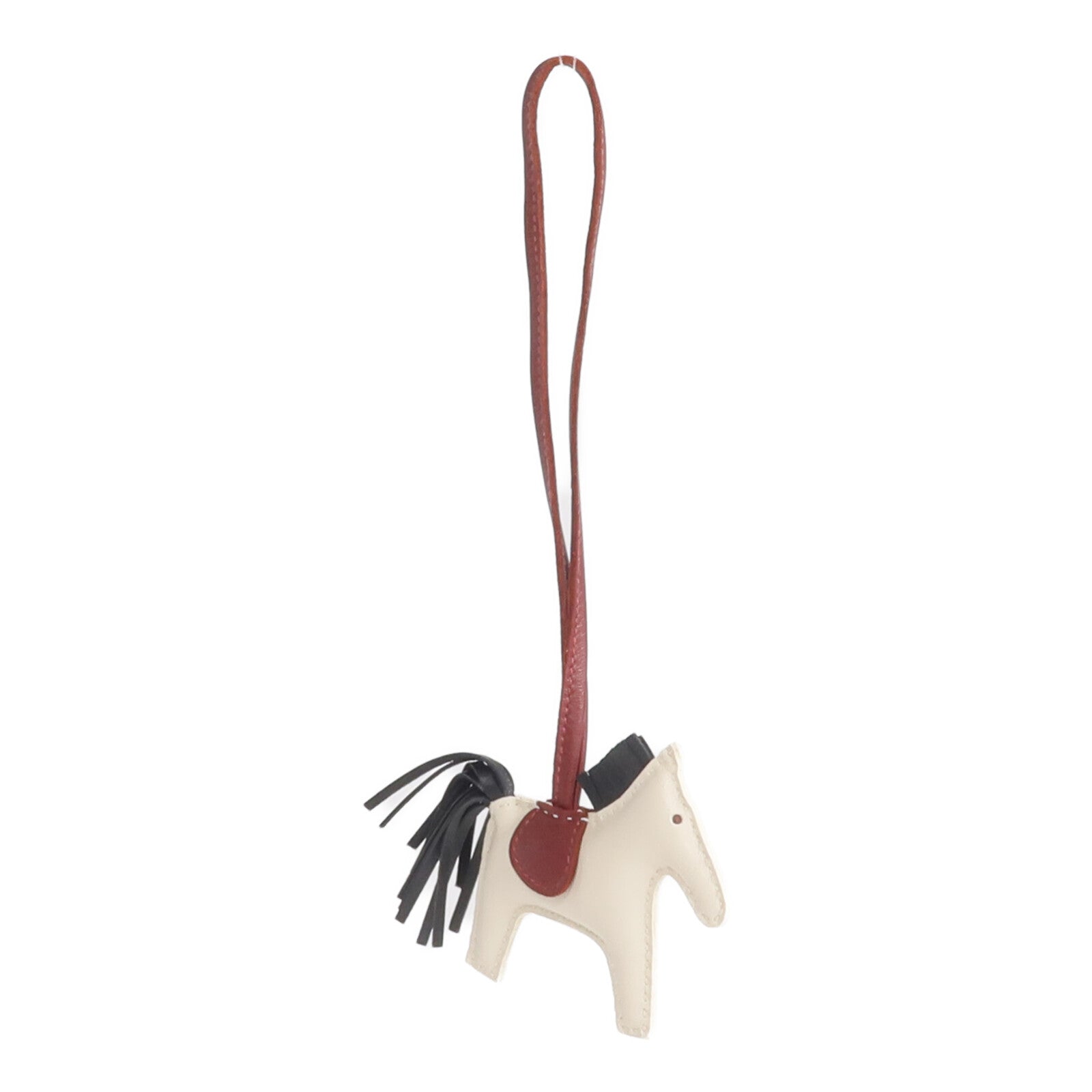 HERMES Milo皮革Rodeo PM掛飾Craie/Noir/Rouge H