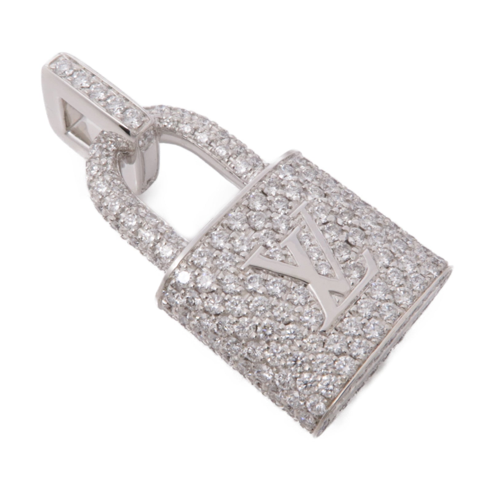 LOUIS VUITTON 18K白金Lock It Padlock Pendant鑽石吊墜