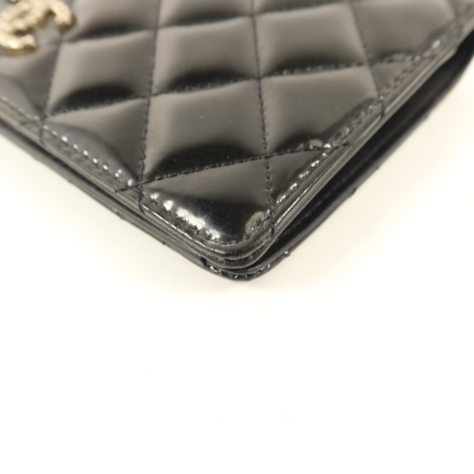 CHANEL 漆皮皮革Long Bifold Wallet銀扣長錢包
