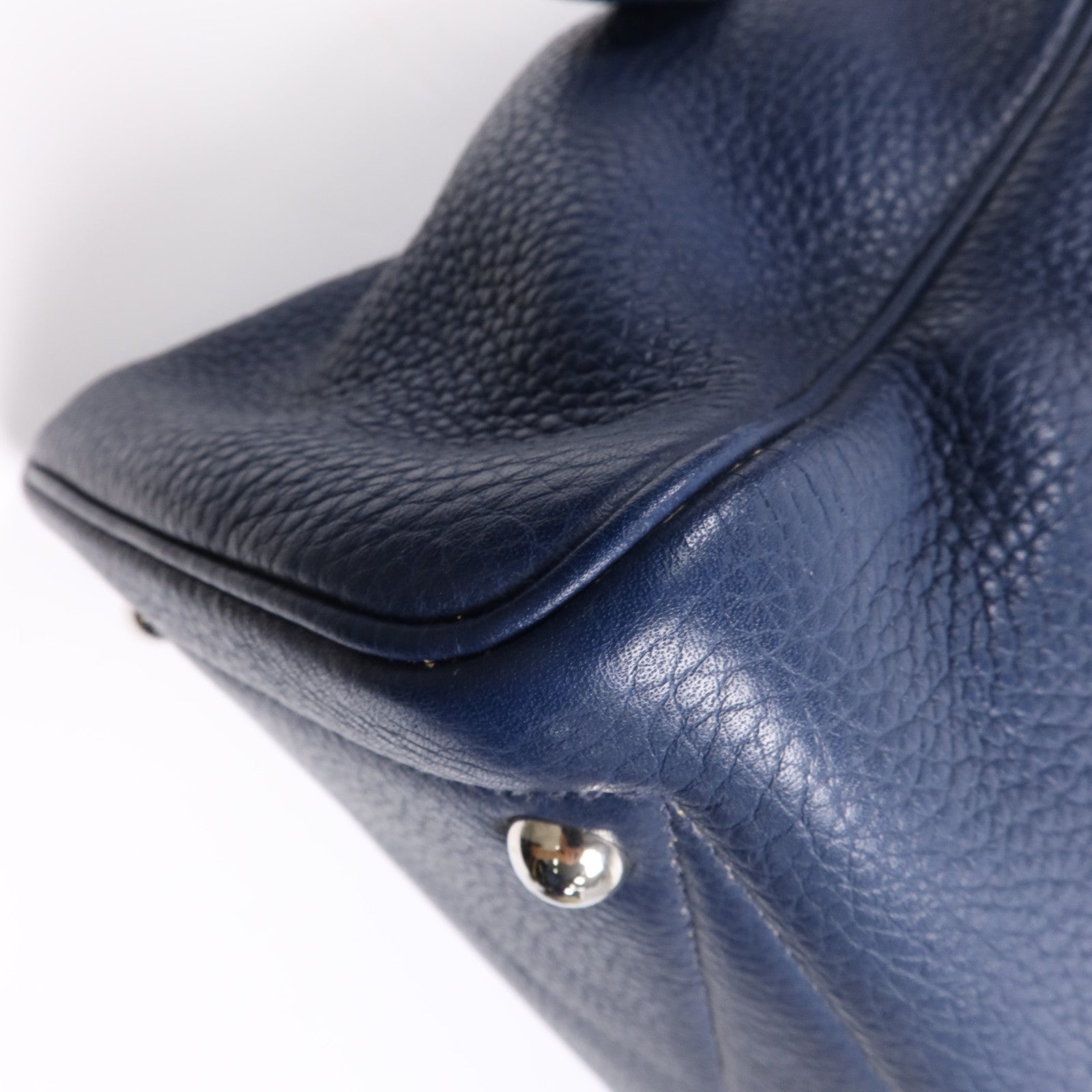 HERMES Clemence皮革Victolia 35銀扣手挽袋Bleu Saphir