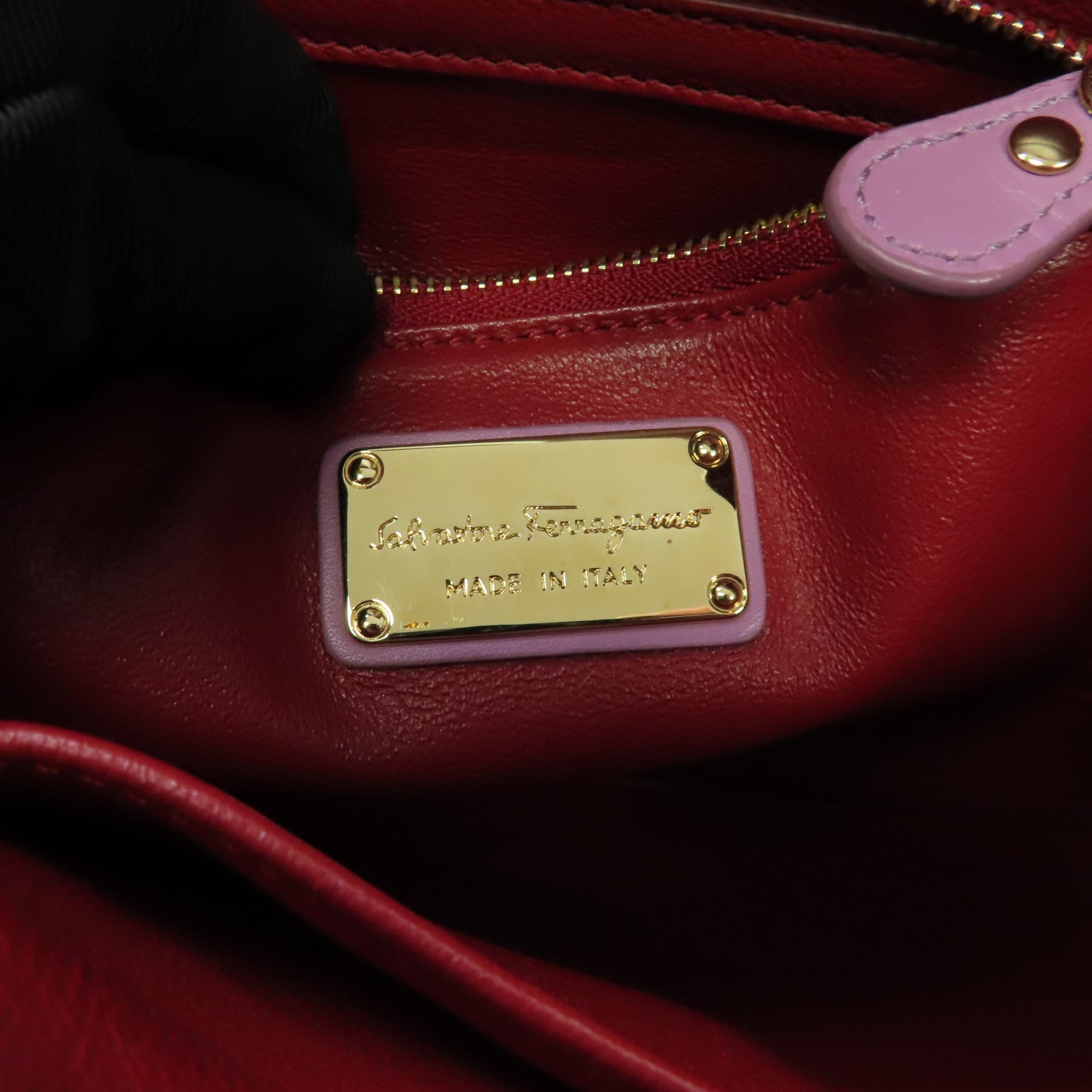 Salvatore Ferragamo 牛皮皮革2 Way Shoulder金扣手挽肩背兩用袋紫色