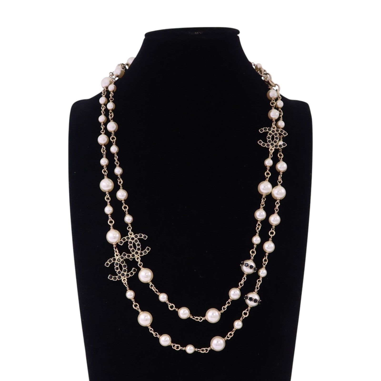 CHANEL 金屬/仿珍珠/水鑽Necklace金扣項鏈