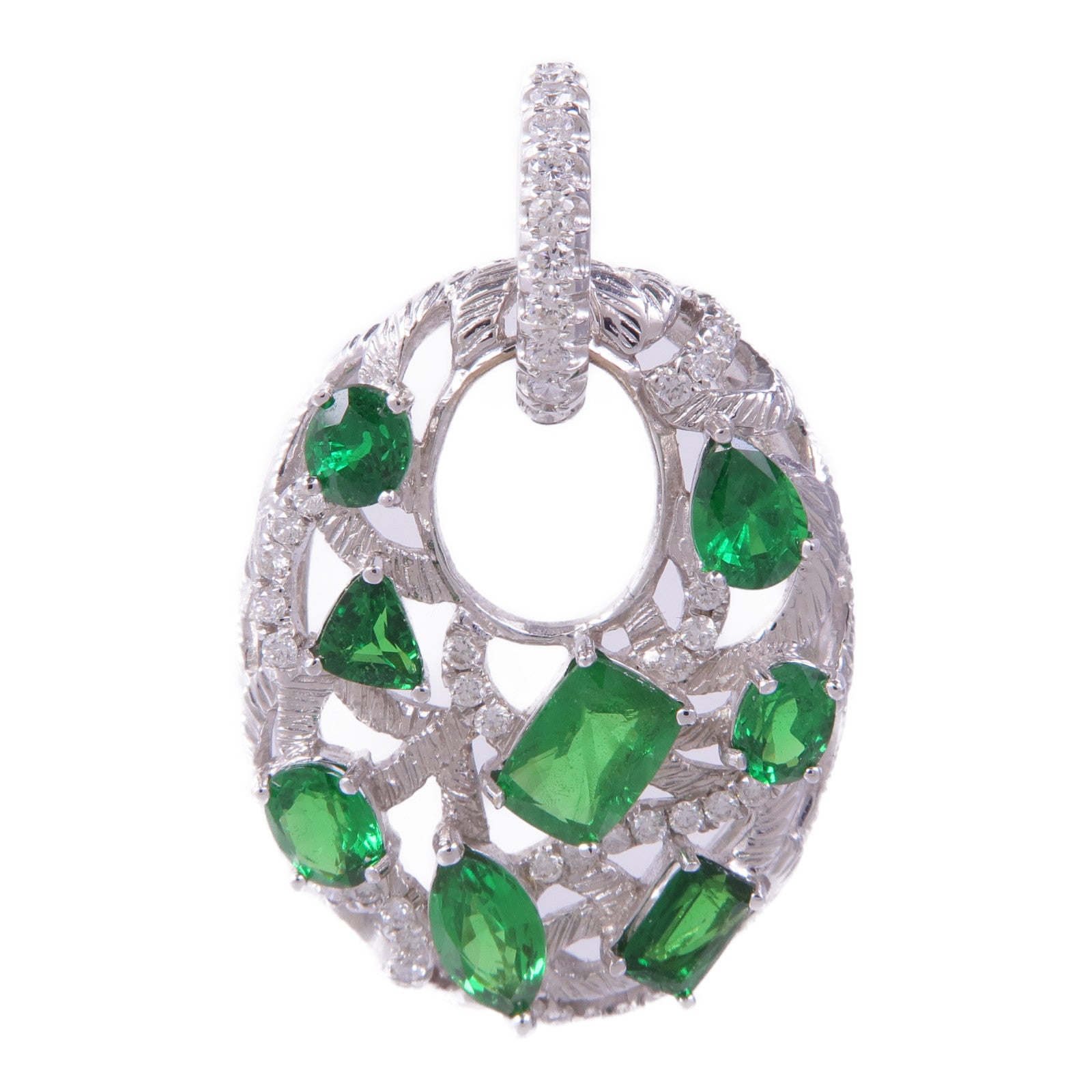 JEWELRY 18K白金Crystal Diamond Pendant Top水晶/鑽石吊墜