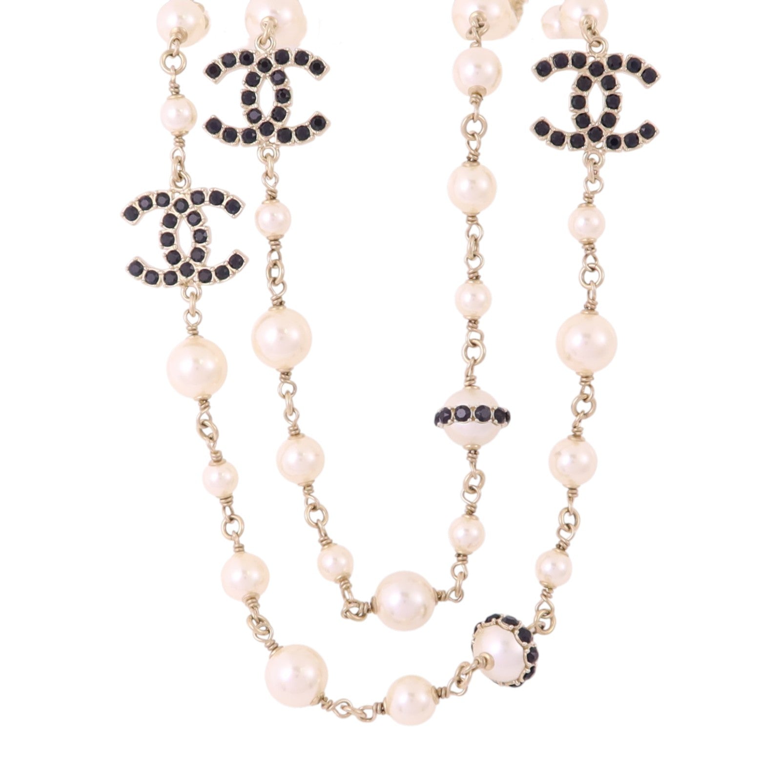 CHANEL 金屬/仿珍珠/水鑽Necklace金扣項鏈