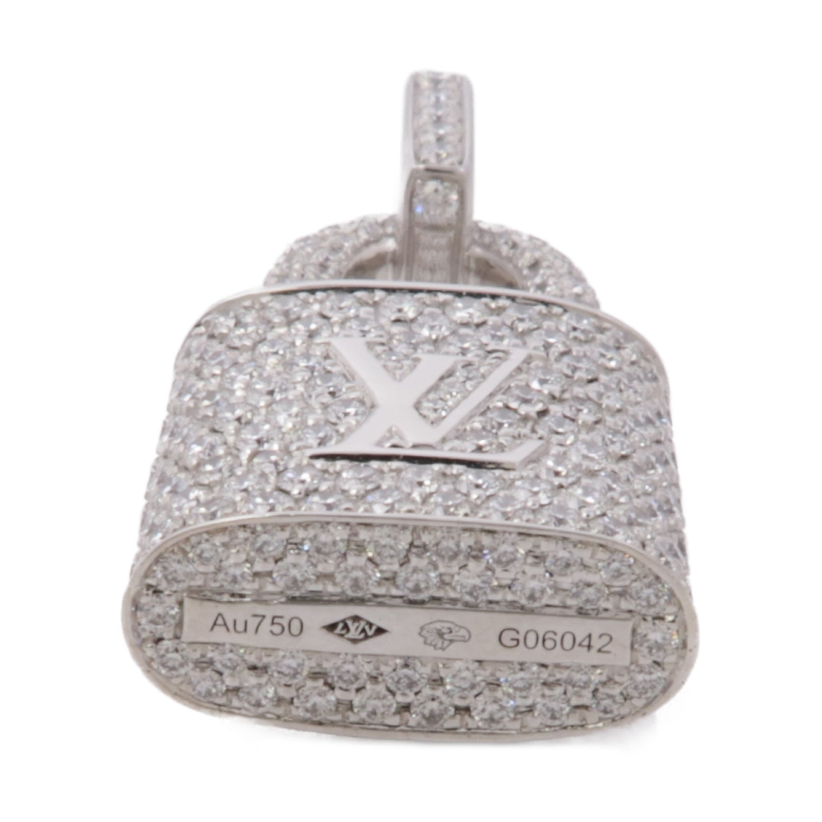 LOUIS VUITTON 18K白金Lock It Padlock Pendant鑽石吊墜