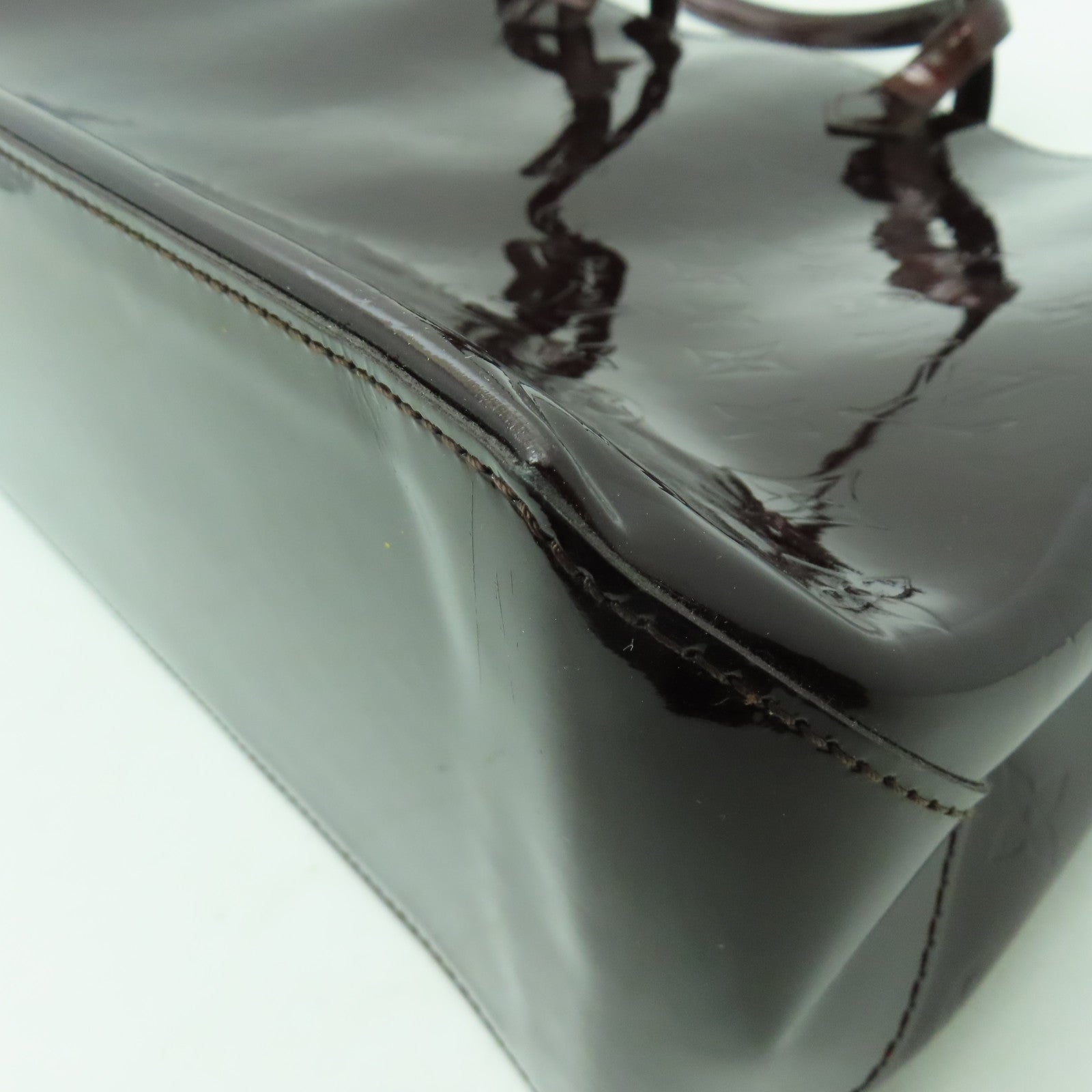 LOUIS VUITTON 【激減優惠】Monogram Vernis Wilshire GM金扣手挽袋紅色