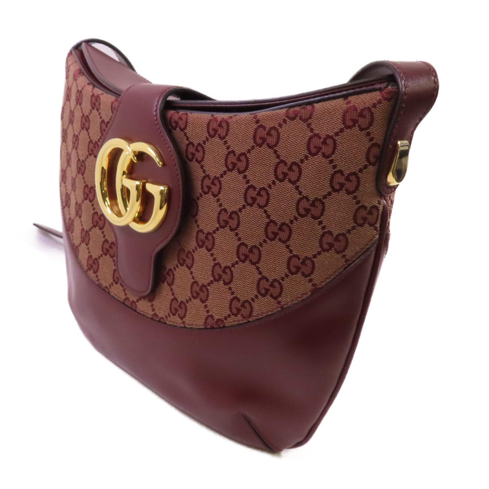 GUCCI GG帆布/牛皮皮革GG Marmont Arli Shoulder Bag金扣肩背袋啡色