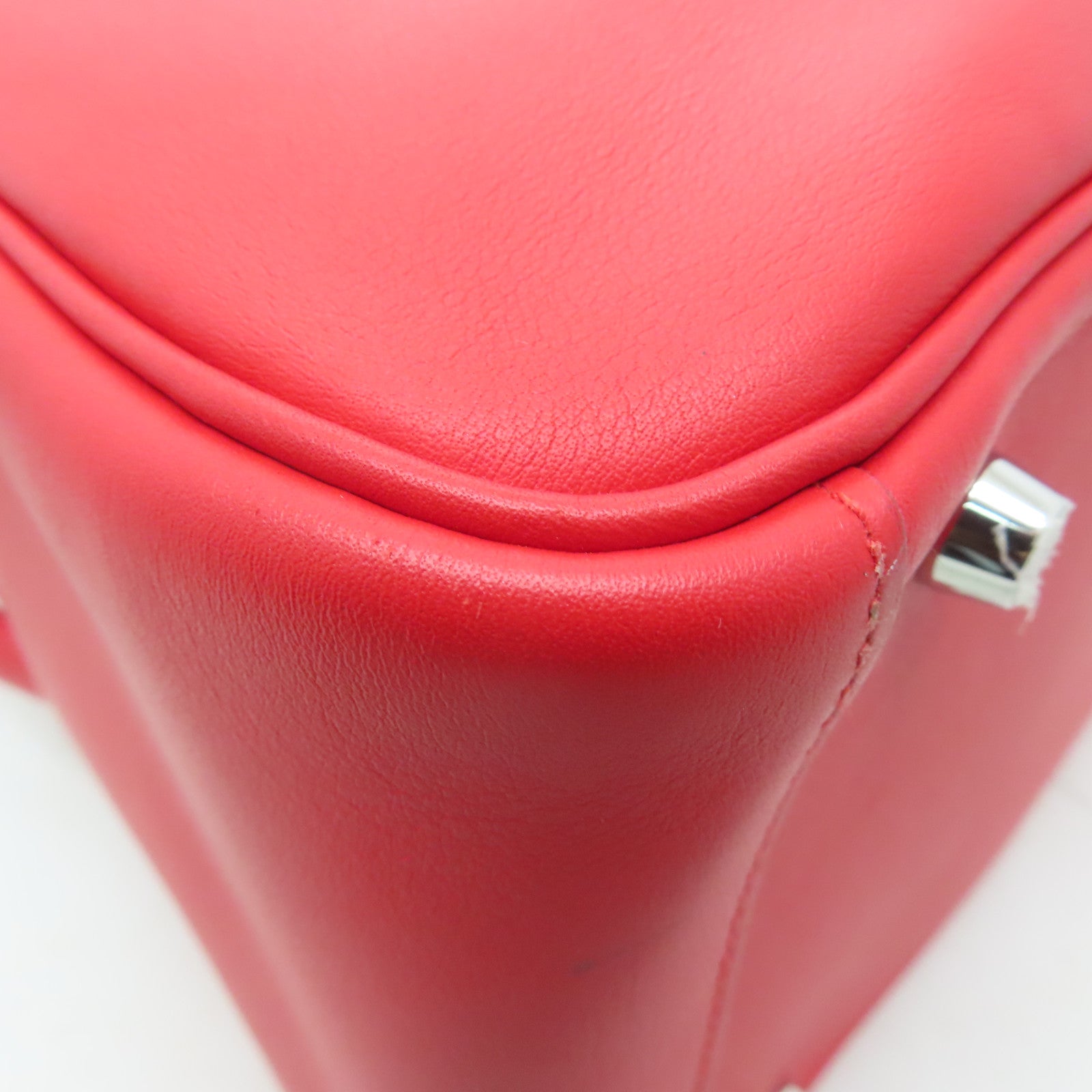 HERMES **【清倉大減價】Swift皮革Lindy 30銀扣手挽肩背兩用袋Rouge de Coeur心紅色