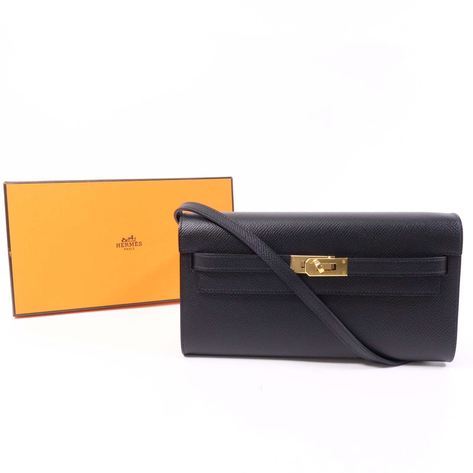 HERMES Epsom皮革Kelly To Go金扣肩背袋Noir