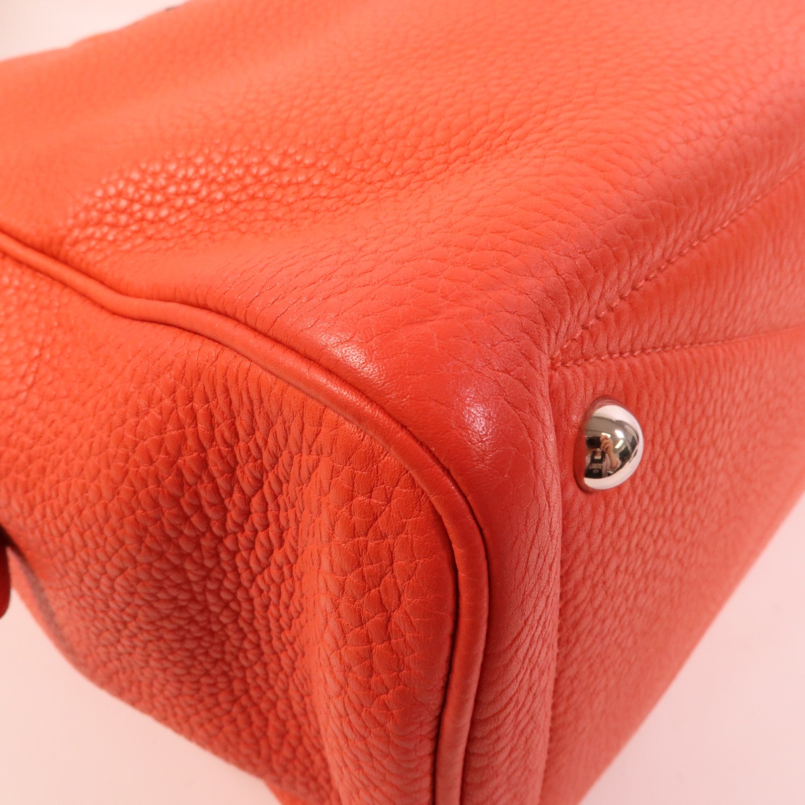HERMES Clemence皮革Victoria 35手挽袋Rouge Pivoine
