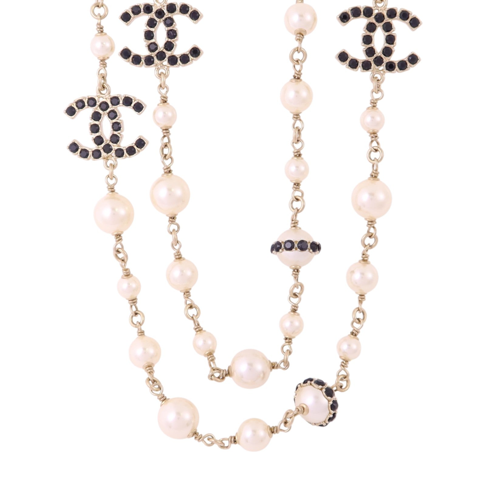 CHANEL 金屬/仿珍珠/水鑽Necklace金扣項鏈