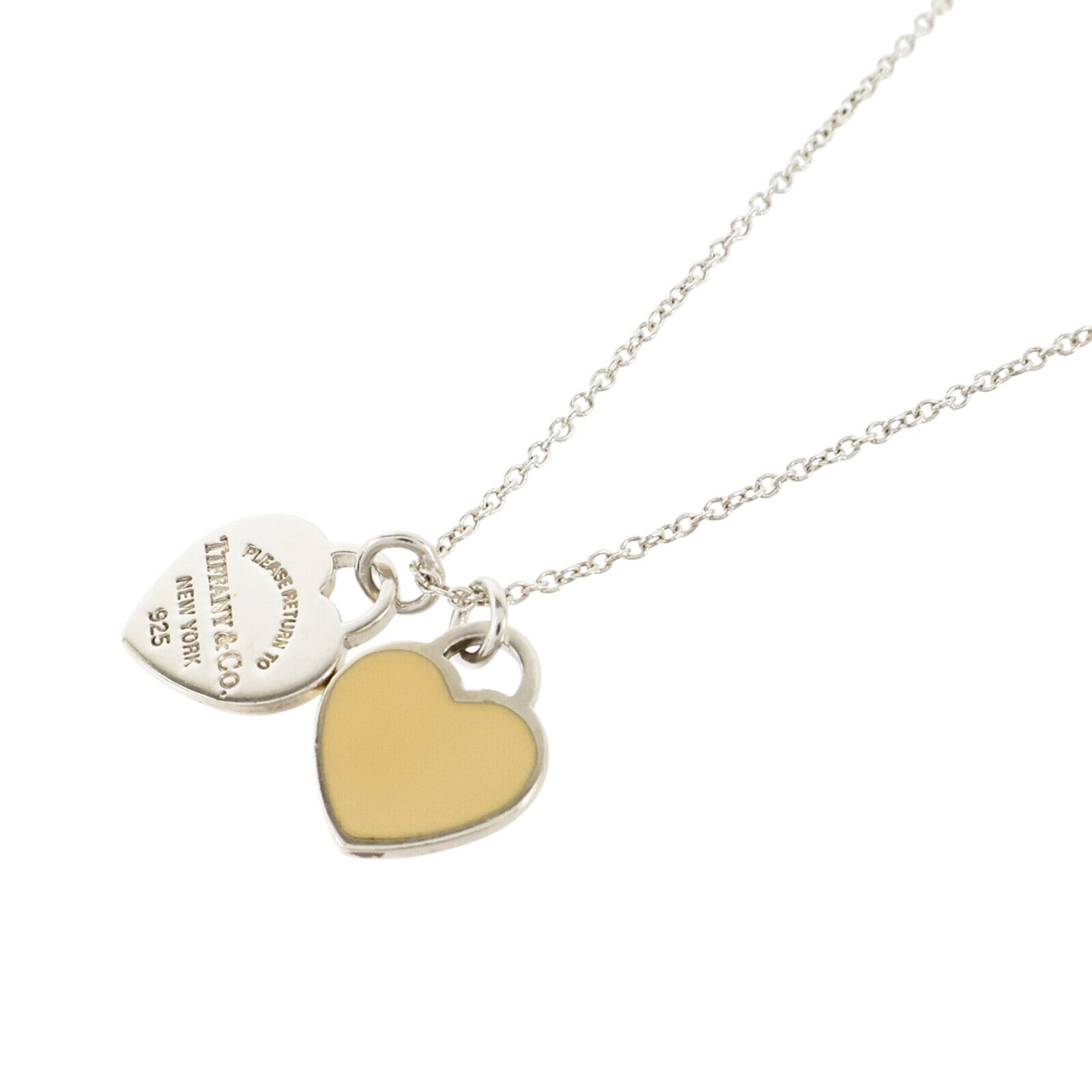 TIFFANY＆CO 925純銀/琺瑯Return To Tiffany Mini Double Heart Necklace項鏈