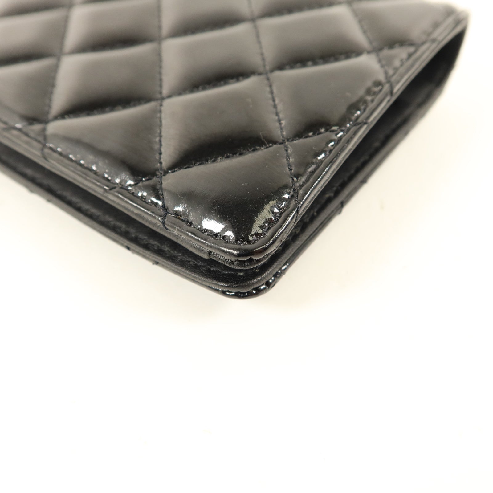 CHANEL 漆皮皮革Long Bifold Wallet銀扣長錢包