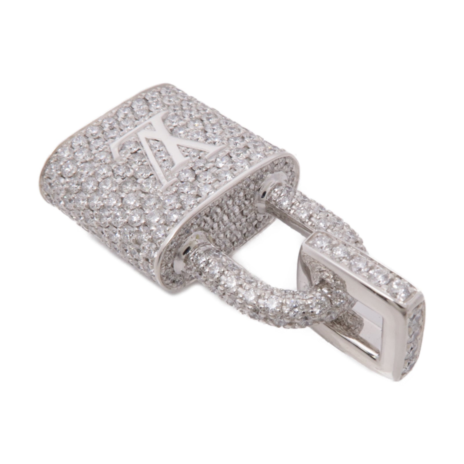 LOUIS VUITTON 18K白金Lock It Padlock Pendant鑽石吊墜