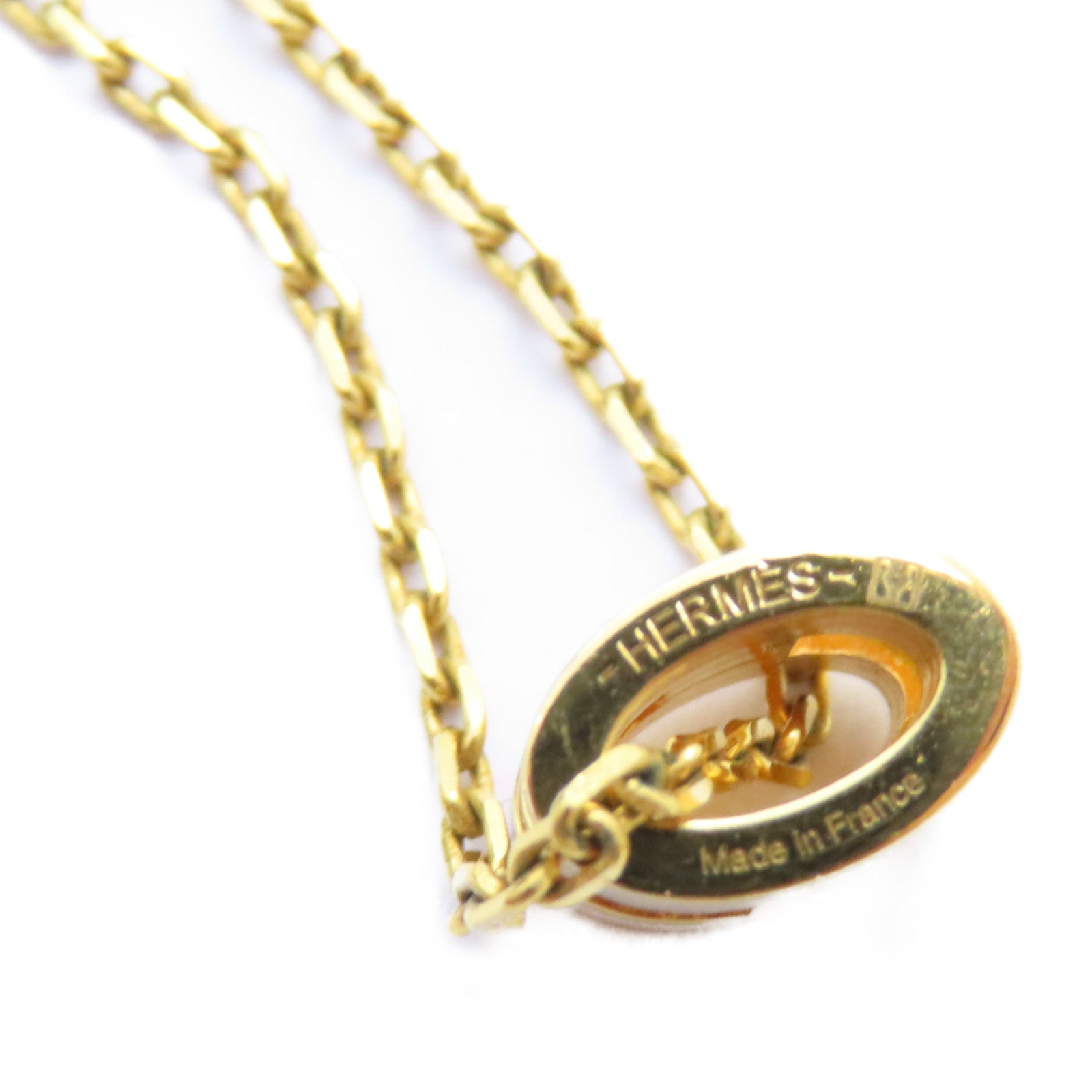 HERMES 金屬Pop H Necklace項鍊米色/金色
