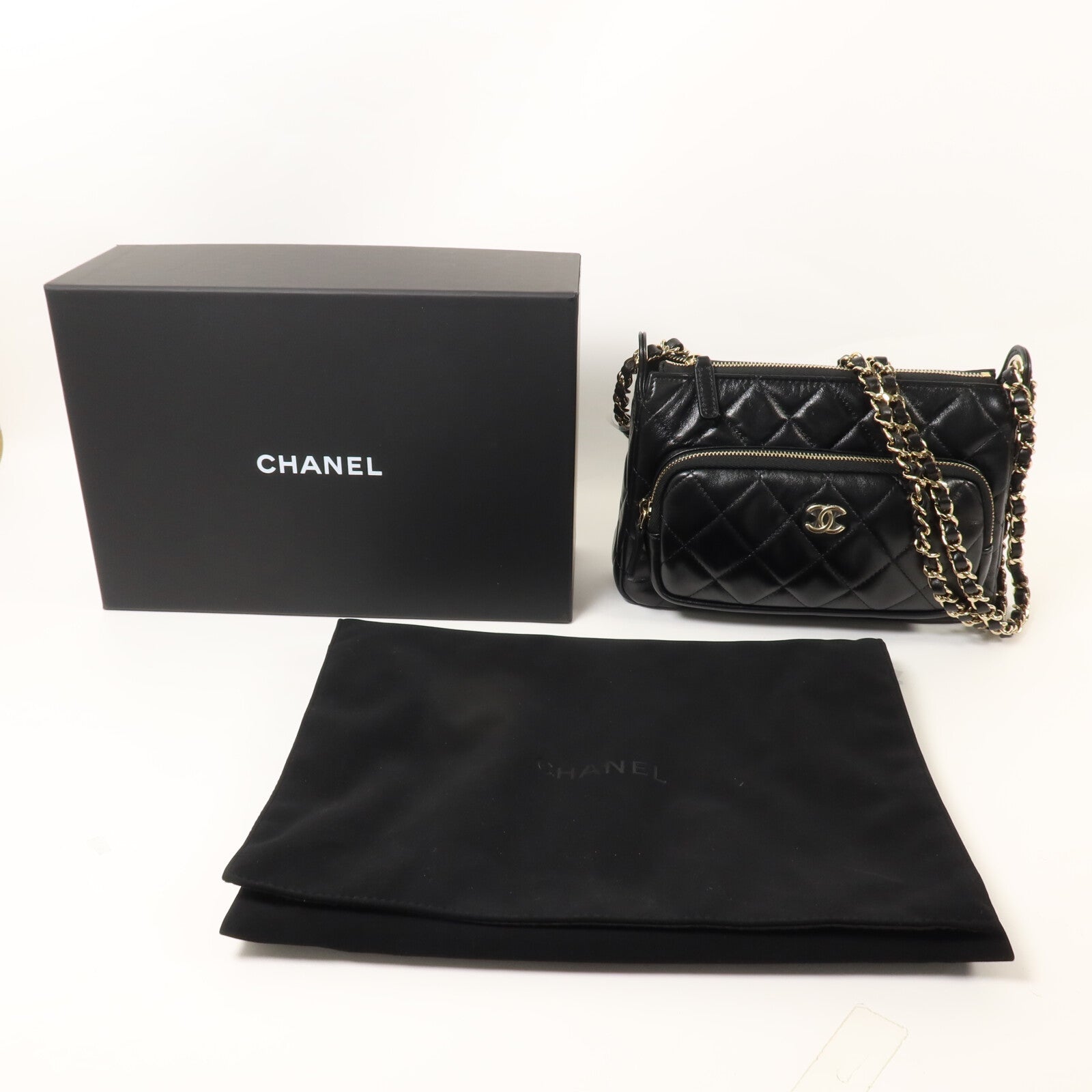 CHANEL 羊皮皮革25C Clutch With Chain鏈帶肩背袋