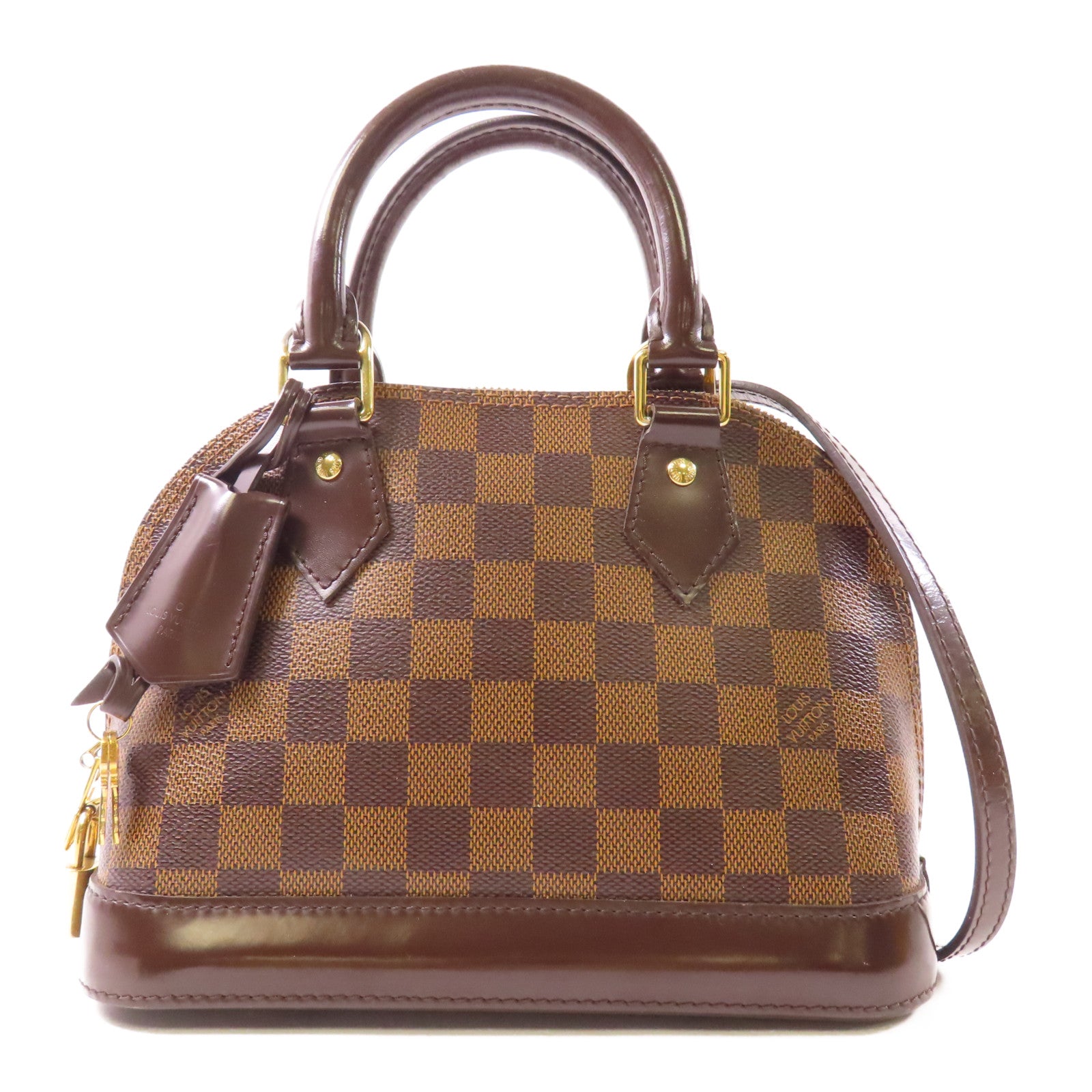 LOUIS VUITTON Damier Alma BB金扣手挽肩背兩用袋棕色