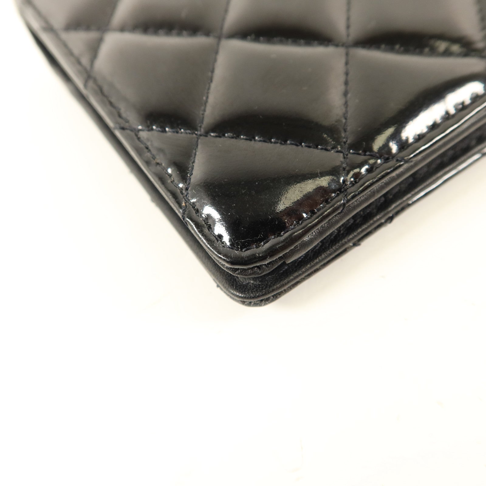 CHANEL 漆皮皮革Long Bifold Wallet銀扣長錢包