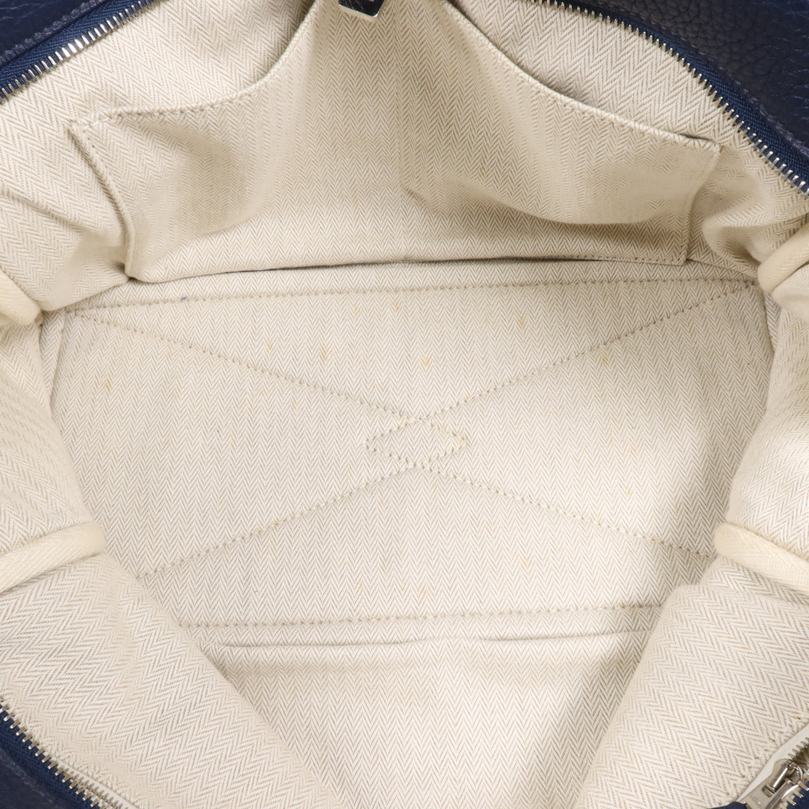 HERMES Clemence皮革Victolia 35銀扣手挽袋Bleu Saphir