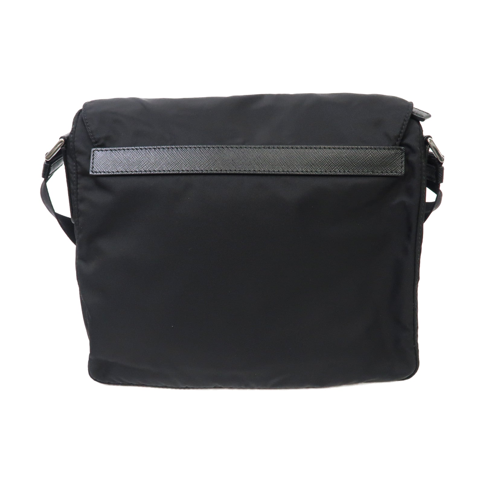 PRADA 尼龍Crossbody Shoulder Bag銀扣肩背袋黑色