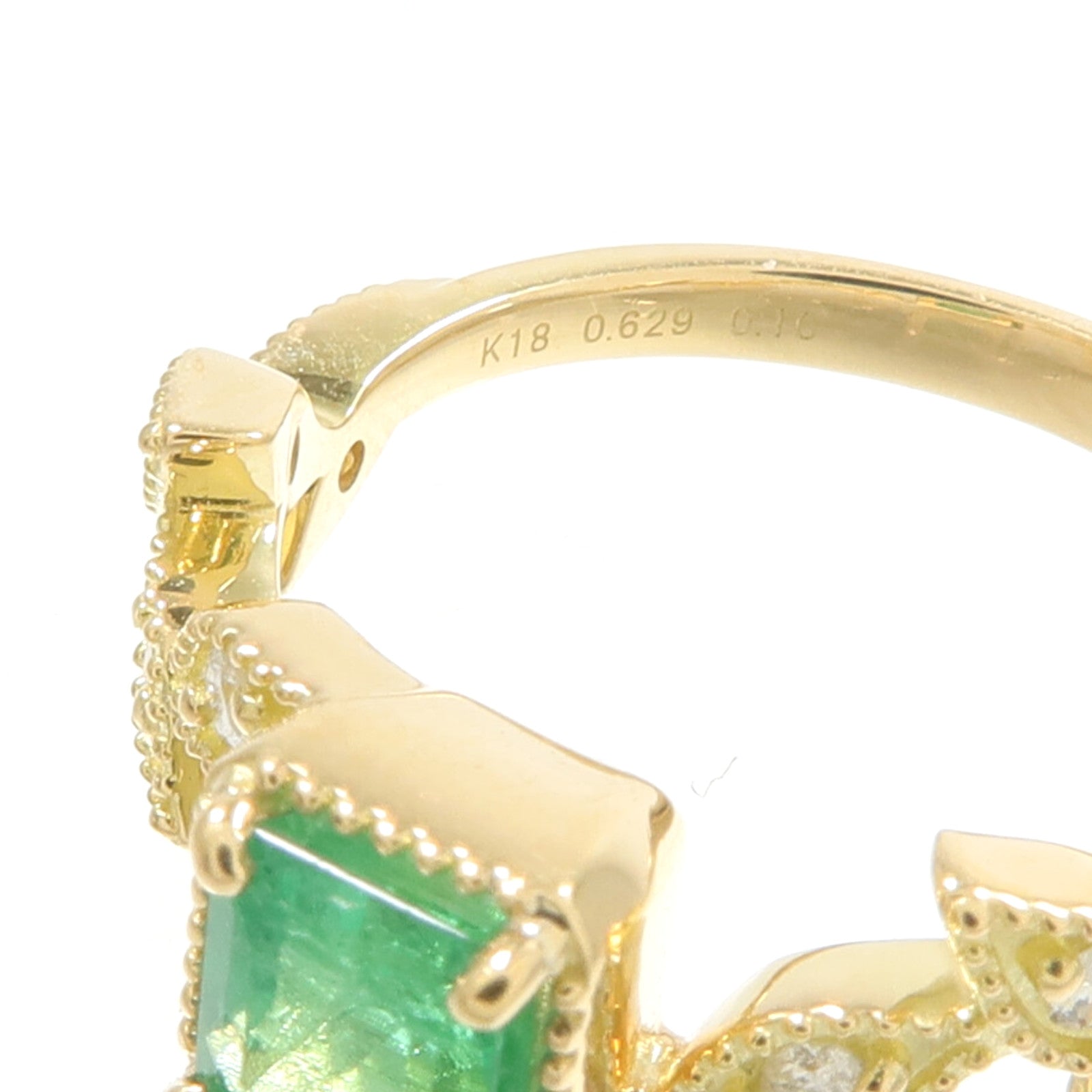 JEWELRY 18K黃金Emerald Diamond Ring綠寶石/鑽石戒指