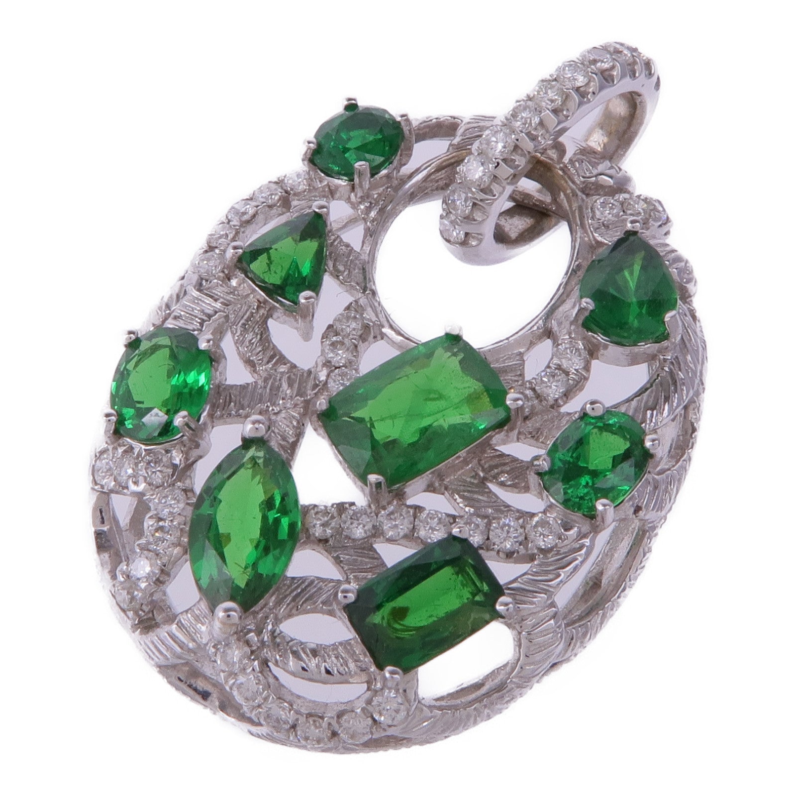 JEWELRY 18K白金Crystal Diamond Pendant Top水晶/鑽石吊墜