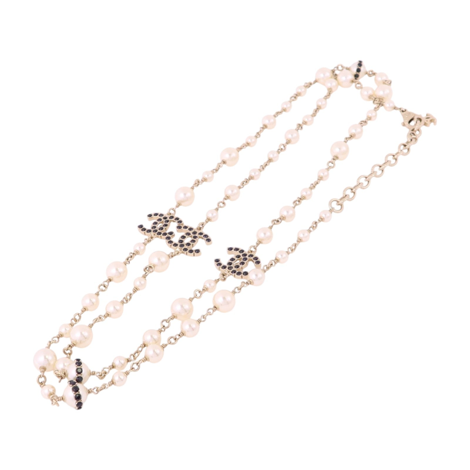 CHANEL 金屬/仿珍珠/水鑽Necklace金扣項鏈