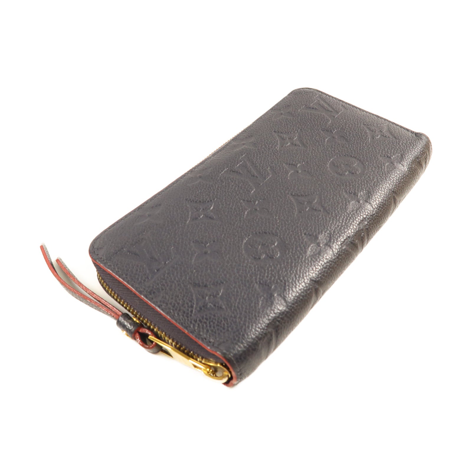 LOUIS VUITTON Monogram Empreinte Zipper Long Wallet金扣長錢包深藍色