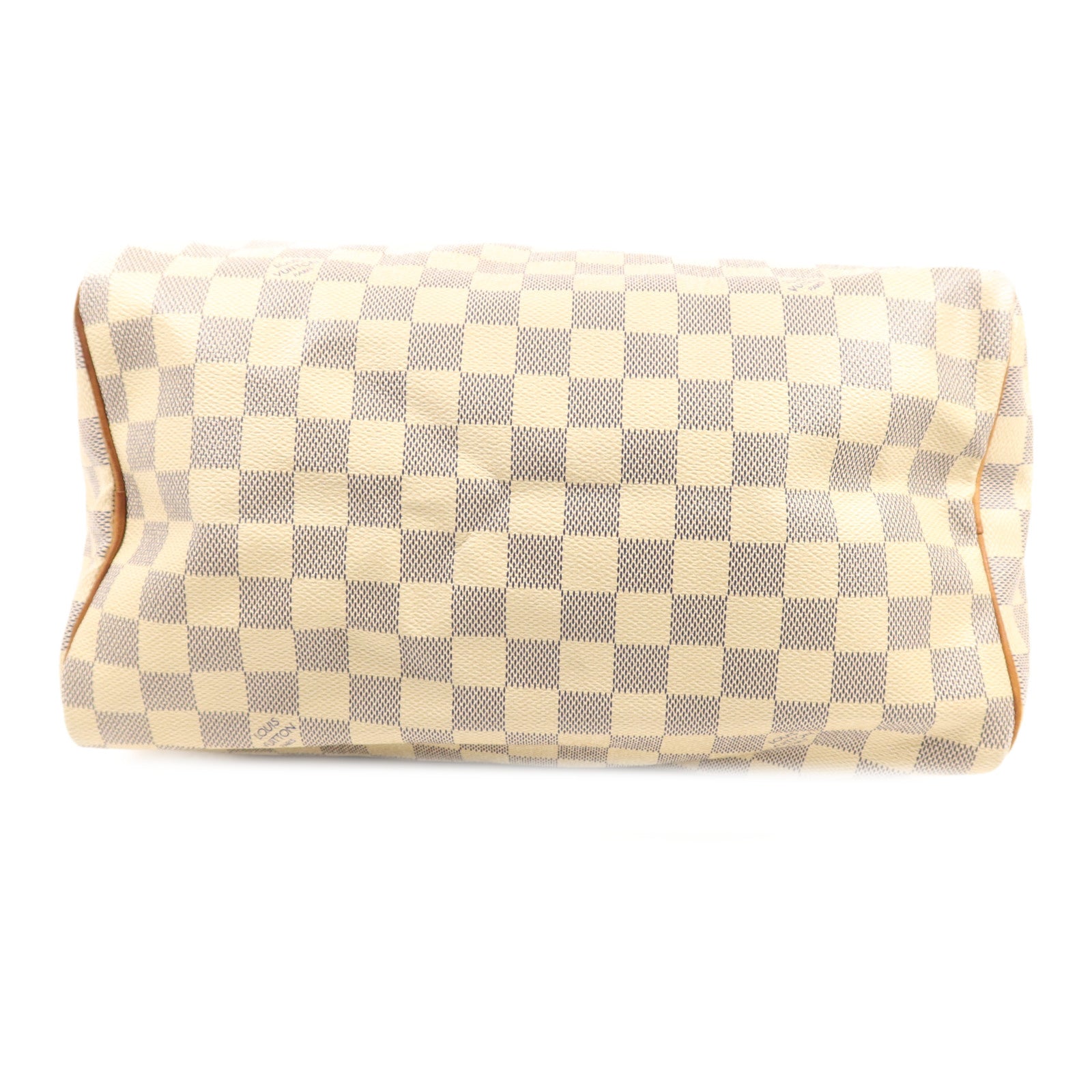 LOUIS VUITTON Damier Azur Speedy 30金扣手挽袋白色