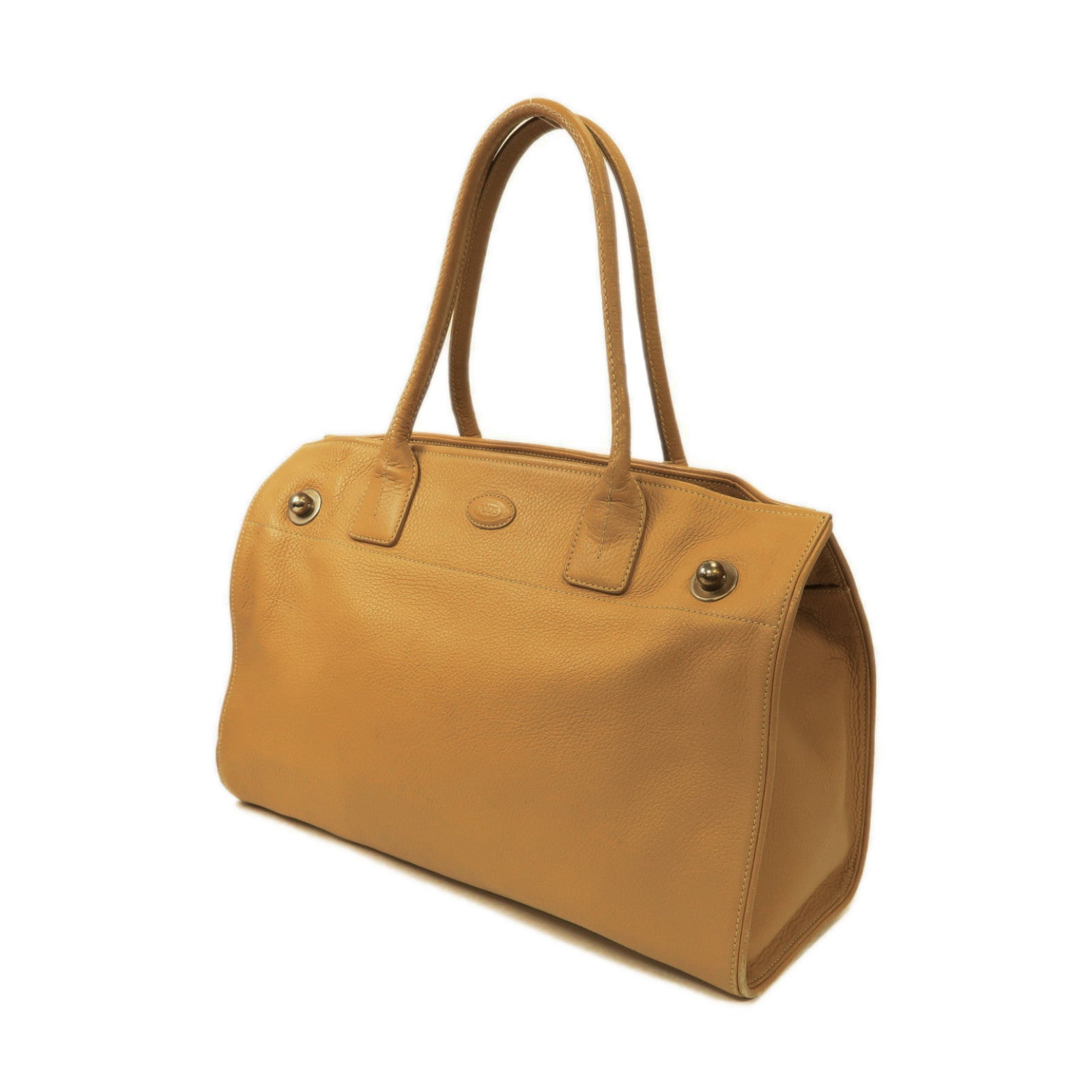 TOD'S 【激減優惠】牛皮皮革Shoulder Bag銀扣肩背袋泥黃色