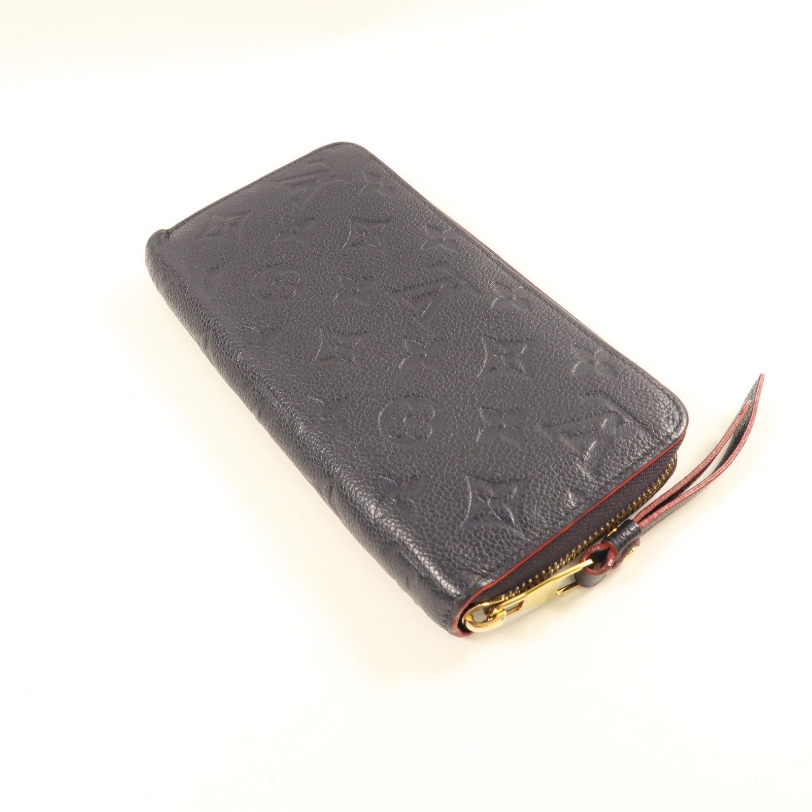 LOUIS VUITTON Monogram Empreinte Zipper Long Wallet金扣長錢包深藍色