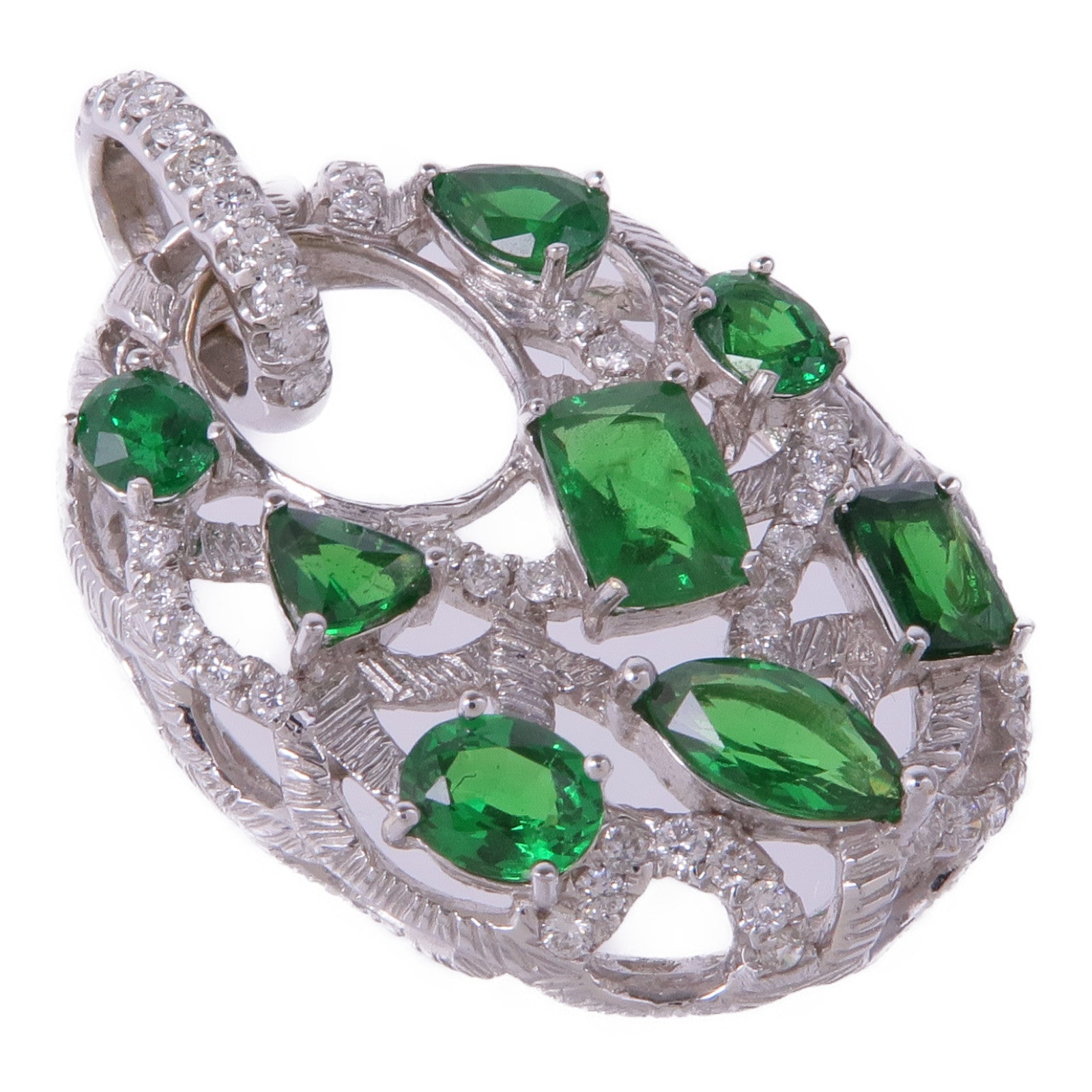 JEWELRY 18K白金Crystal Diamond Pendant Top水晶/鑽石吊墜