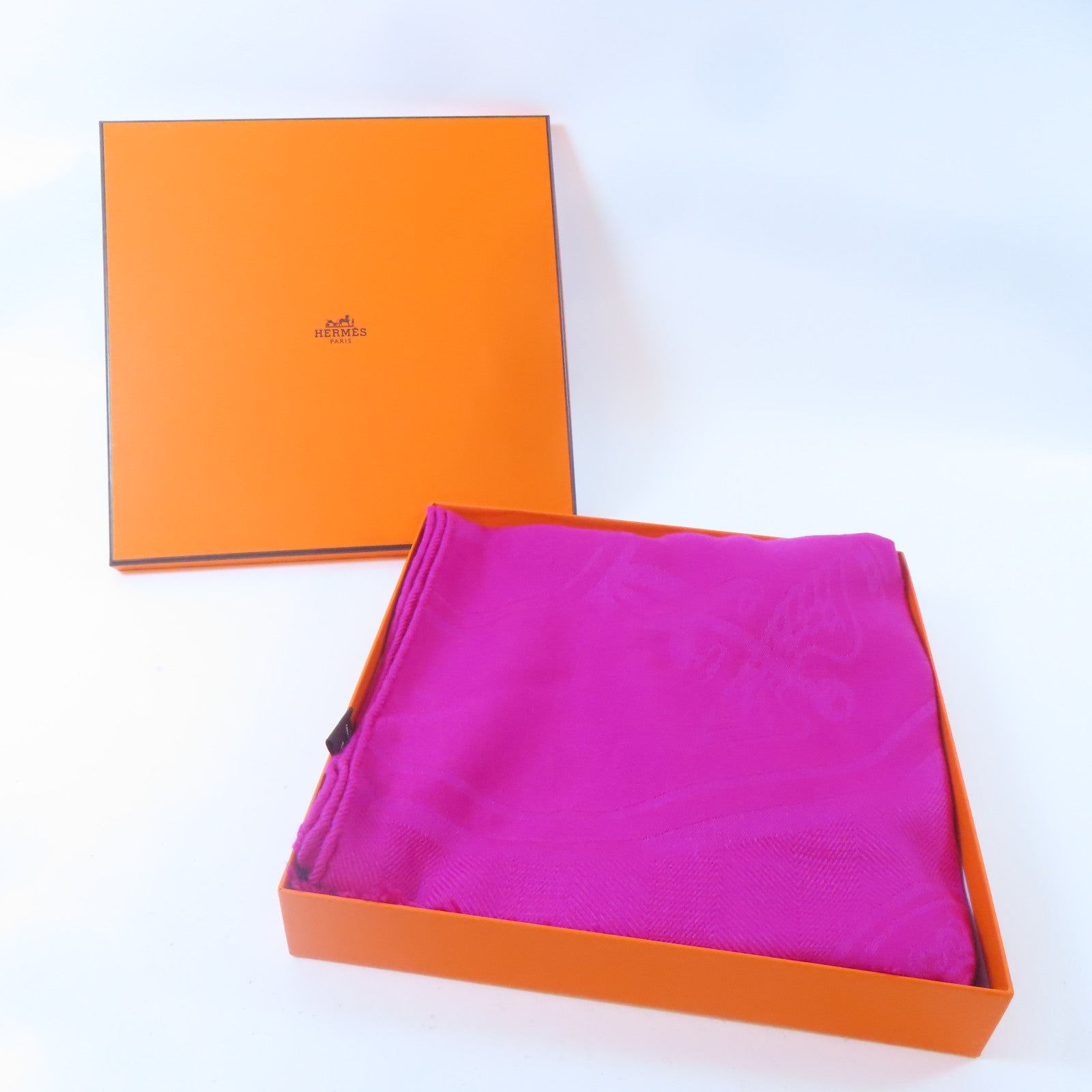 HERMES 羊絨/絲質Scarf圍巾Rose Indien/桃紅色