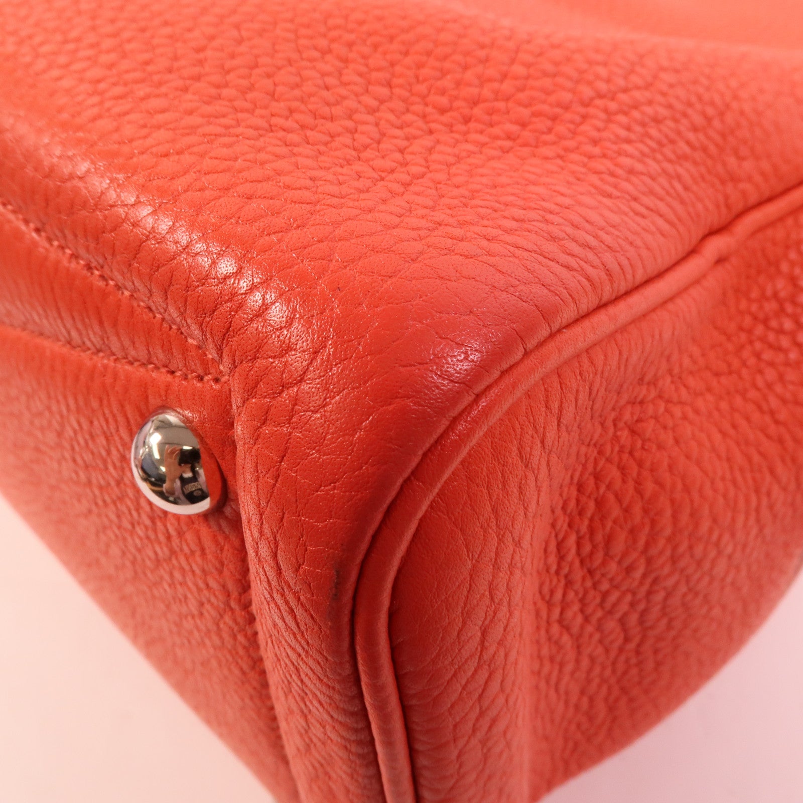 HERMES Clemence皮革Victoria 35手挽袋Rouge Pivoine