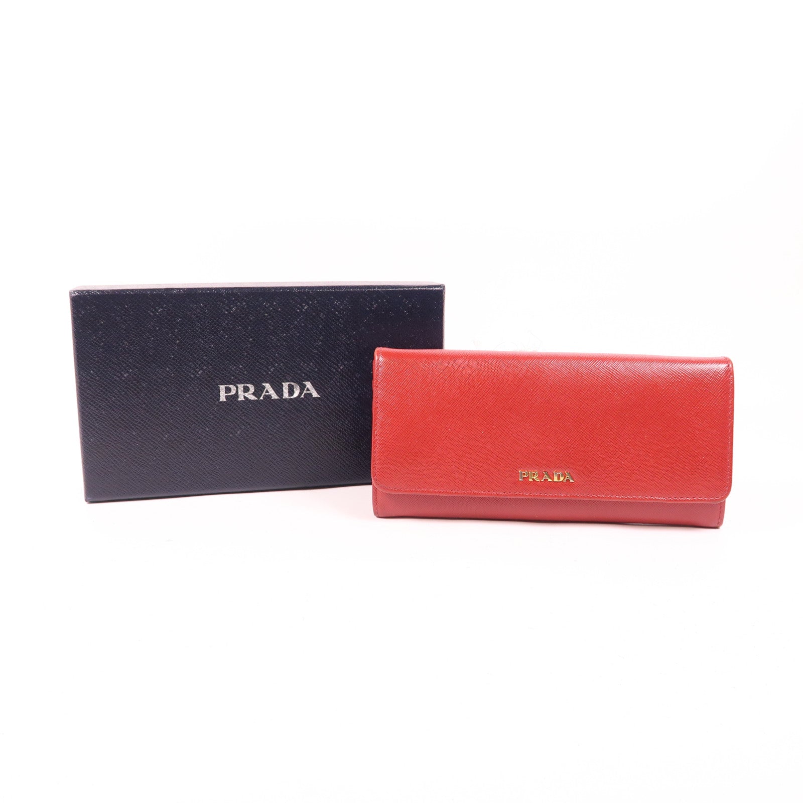 PRADA 【激減優惠】Saffiano皮革Long Wallet金扣長錢包
